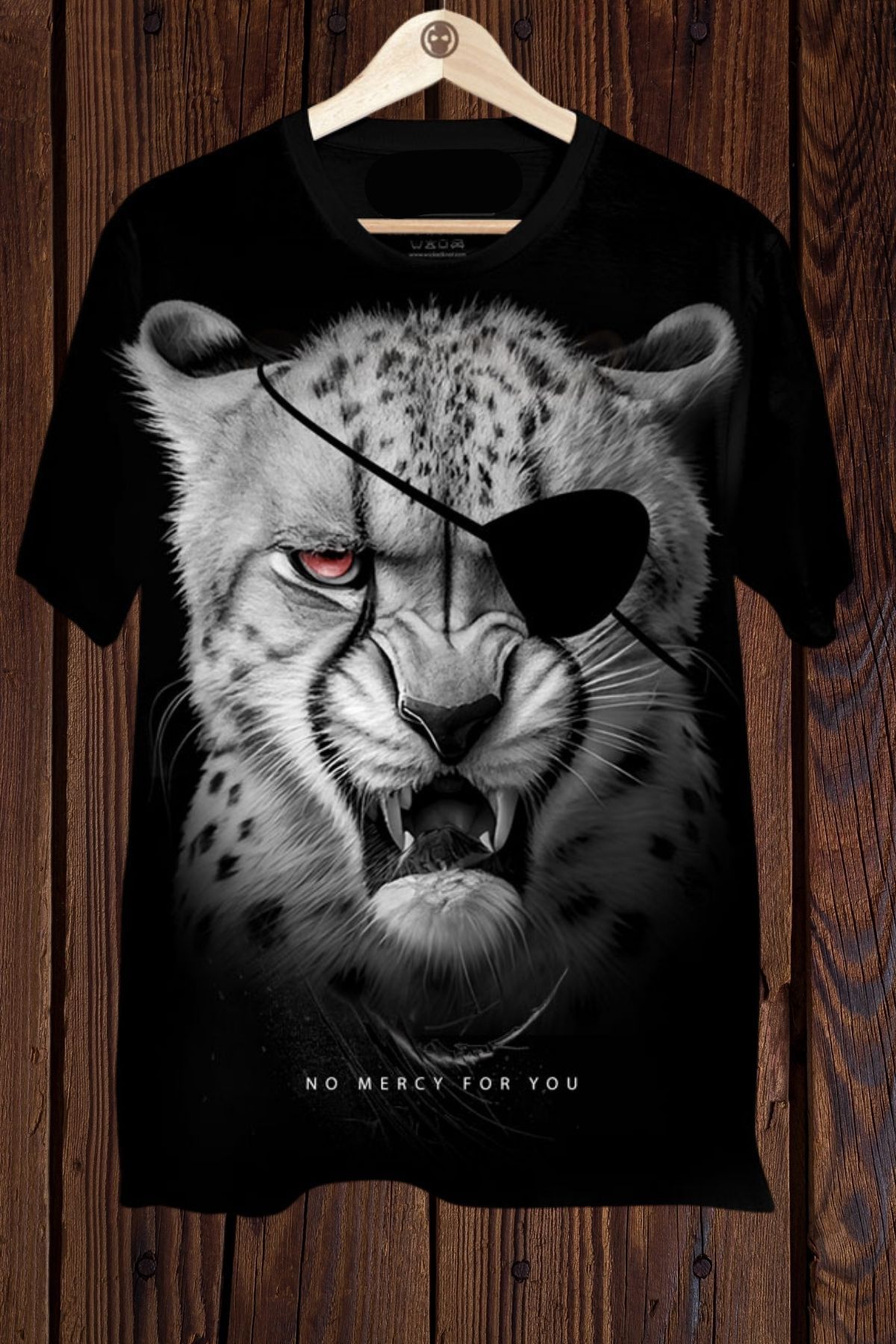 FECCY Pamuklu No Mercy Cheetah Baskılı Oversize T-shirt