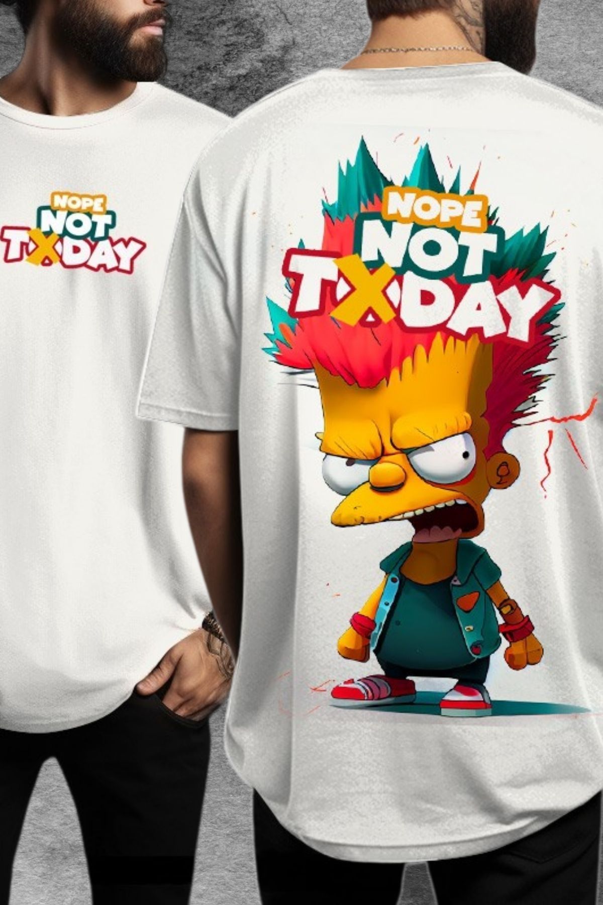 FECCY Pamuklu Nope Not Today Baskılı Oversize T-shirt