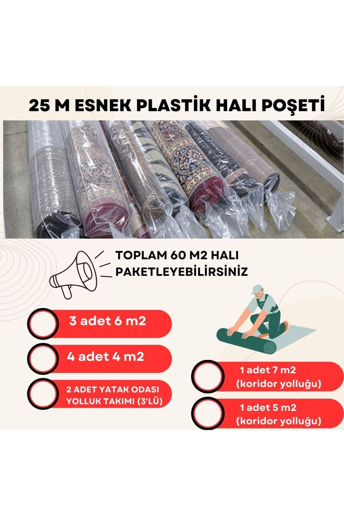 PLASMEA Şeffaf Ve Esnek Halı Poşeti Geniş (Çap:40cm)