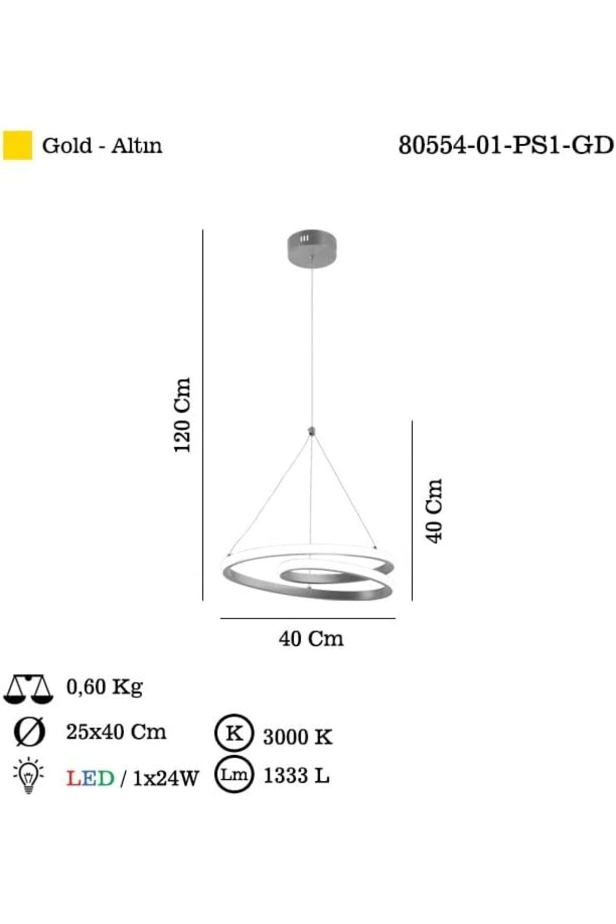 STOREMAX OtantikShop 3000K 24W LEDLI AVIZE KUCUK ALTIN ELIPSI Yeni Trndy 1017785