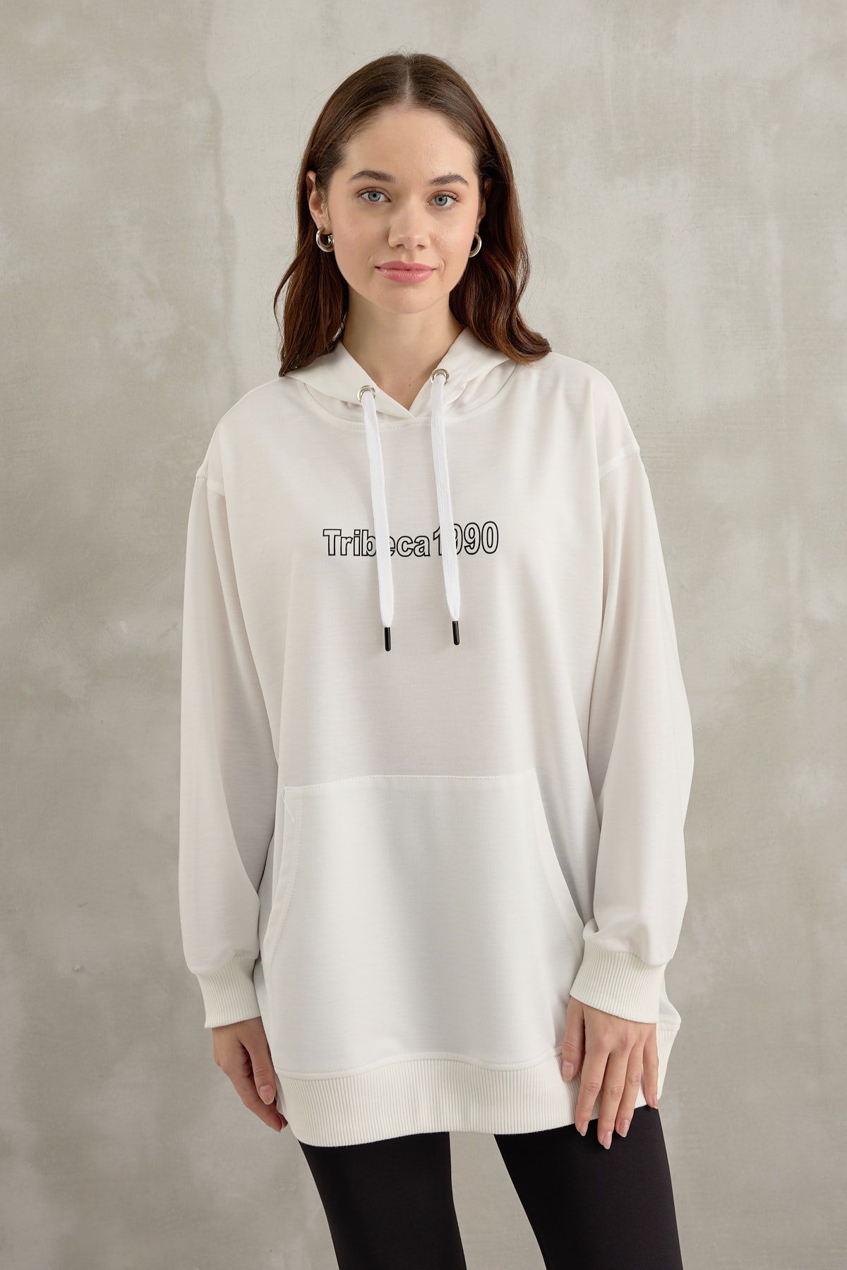 DİVİNE LİNE Kadın Tribeca Baskı Detaylı Kanguru Sweatshirt