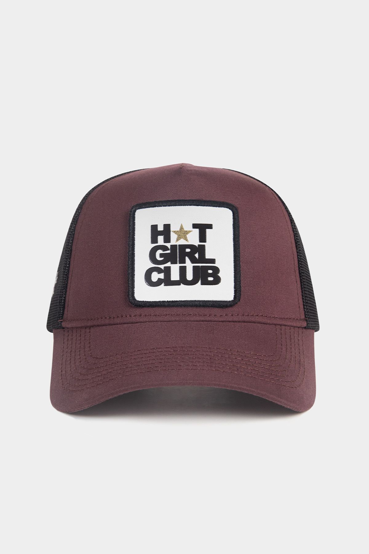 BlackBörk V1 Trucker Hot Girl Club - 1 Kod Logolu Unisex Kahve - Siyah Fileli Şapka (Cap)