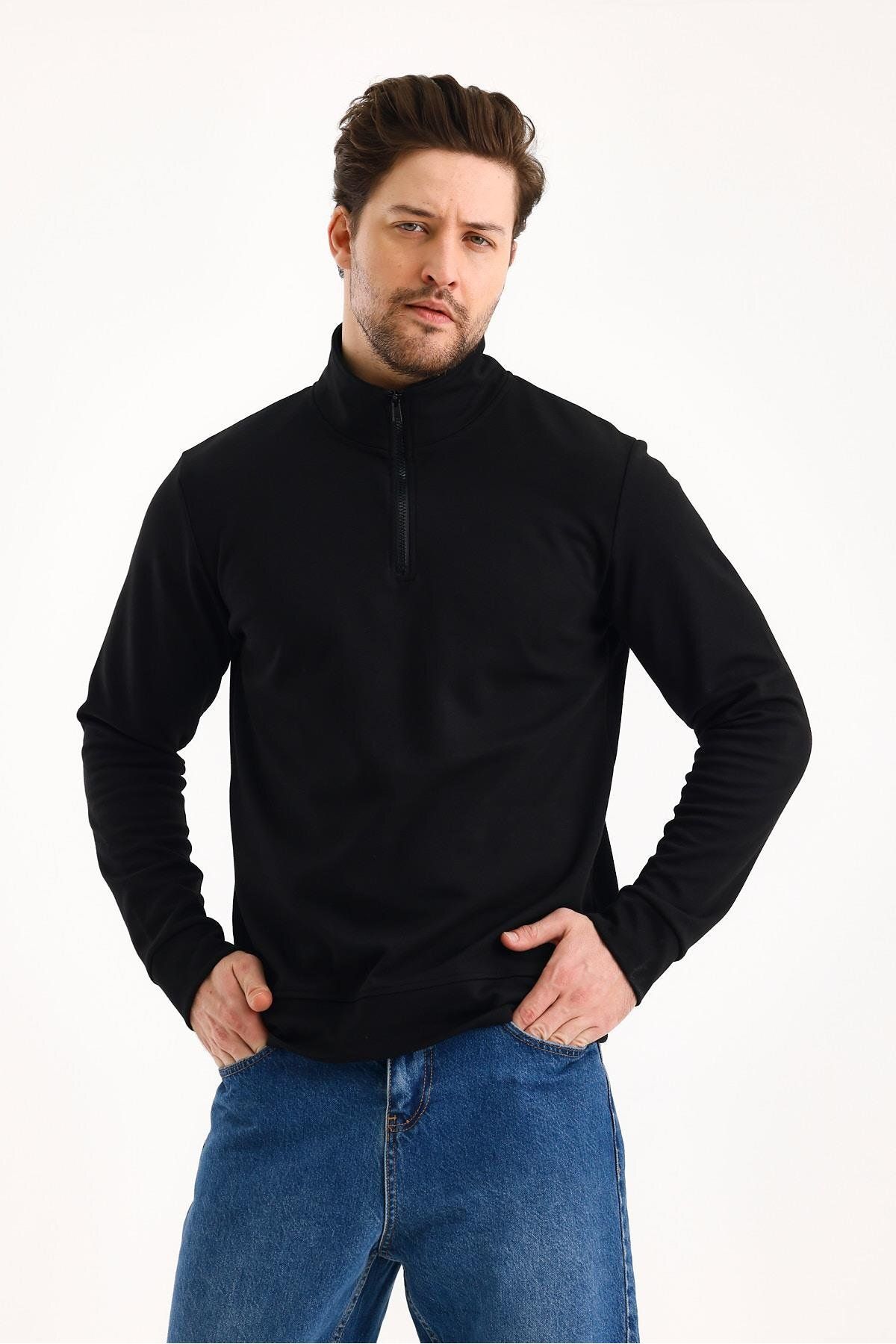 yakamor Unisex Yarım Fermuarlı Dik Yaka Sweat