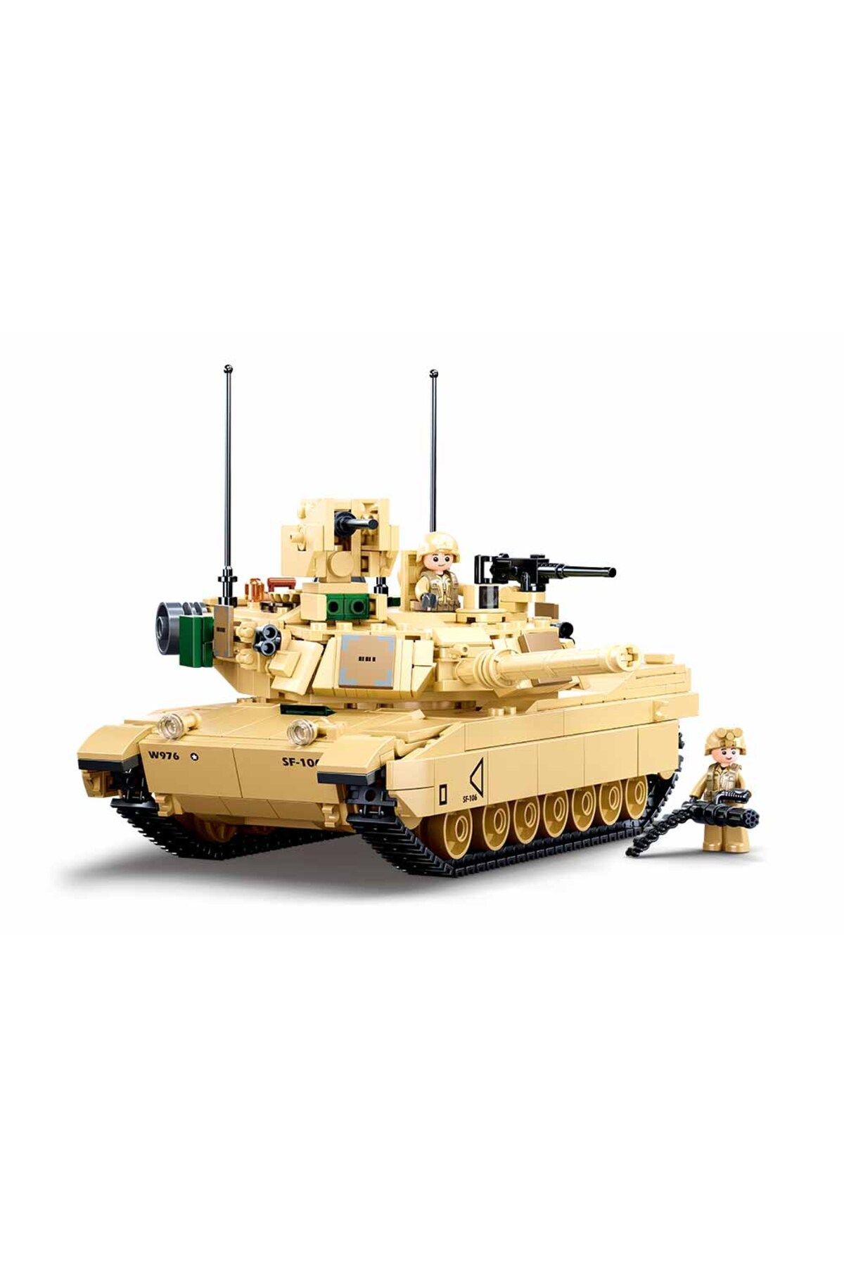 Sluban-Model Bricks Series - Abrams Main Battle Tank Building Blocks With 2 Mini Figurs 2