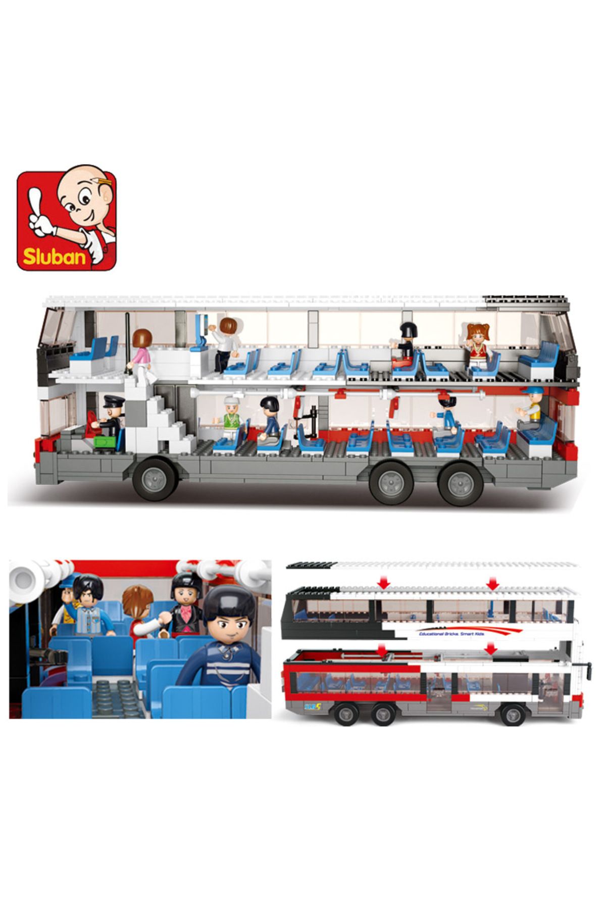 Sluban-Luxurious Bus Double Decker Building Blocks 741 PCS with 9 Mini Figures 3