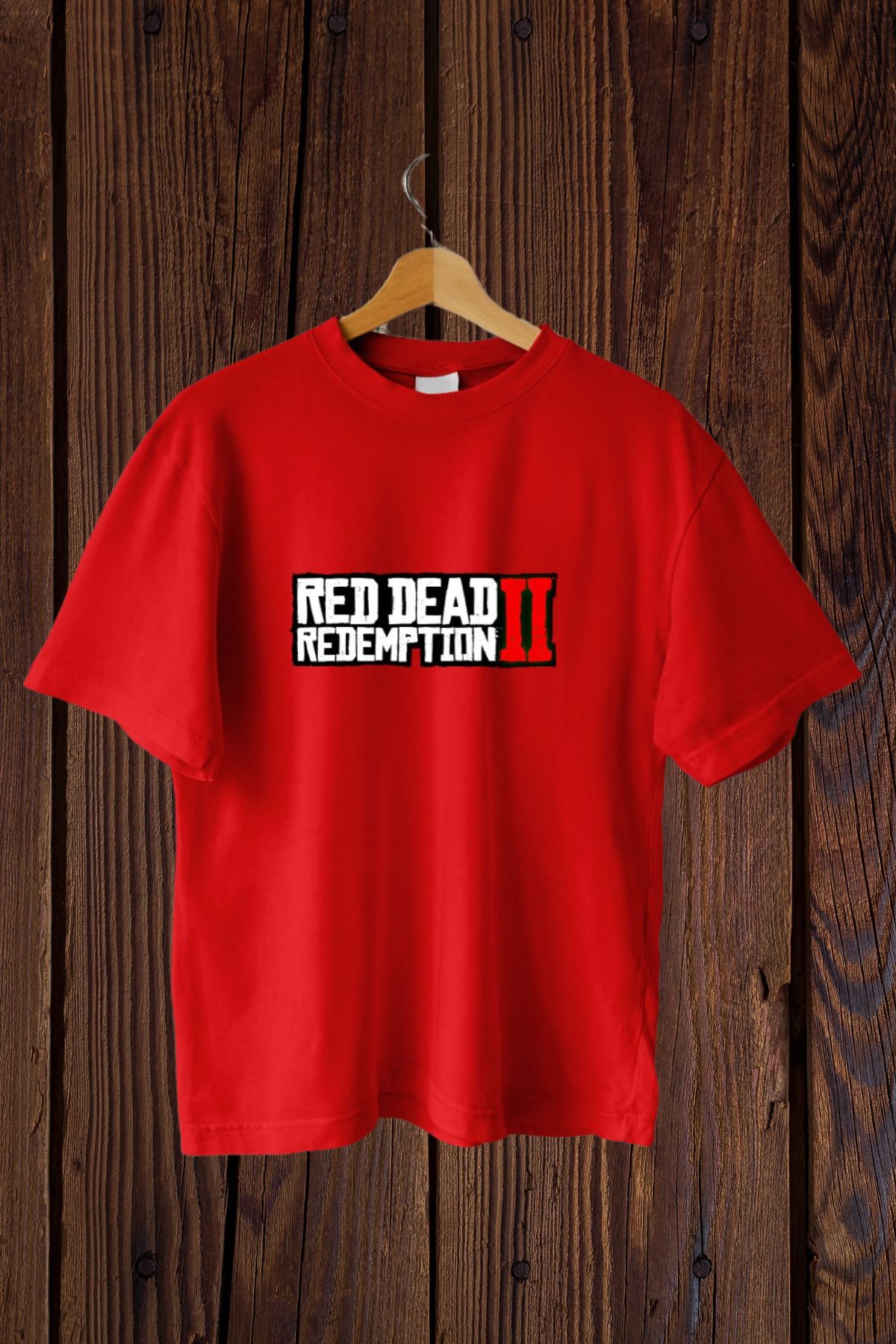 FECCY Pamuklu Red Dead Redemption II Baskılı Oversize T-shirt