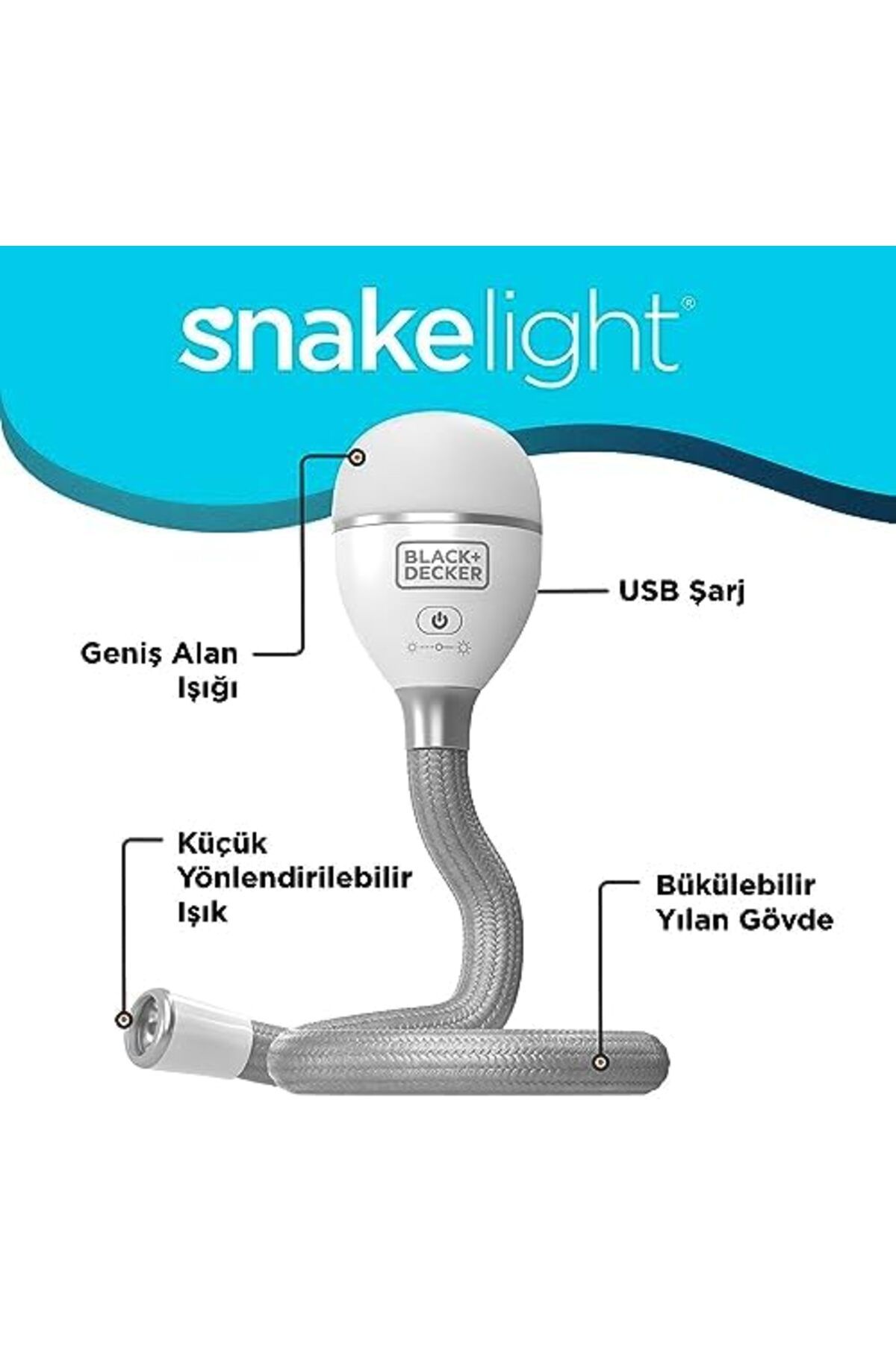 STOREMAX OtantikShop Yılan Işık Edilebilir Lamba, ve Şarj Kademeli Esnek 2 Ayar Snake Light Yeni Trndy 10