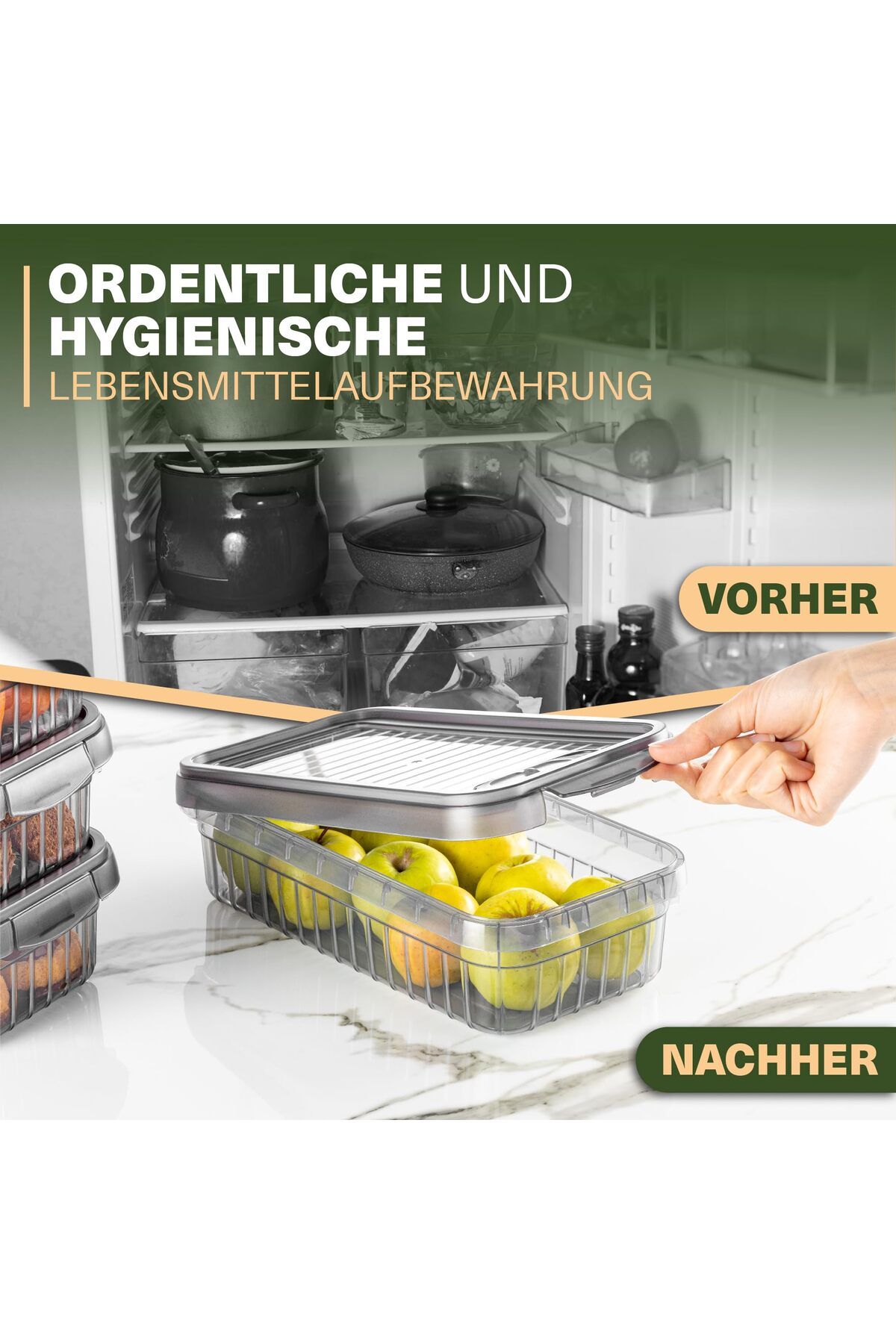 Viwares-Frischhaltedosen 3er Set, 2 L, BPA-frei, Kühlschrank-Organizer für Aufschnitt 5