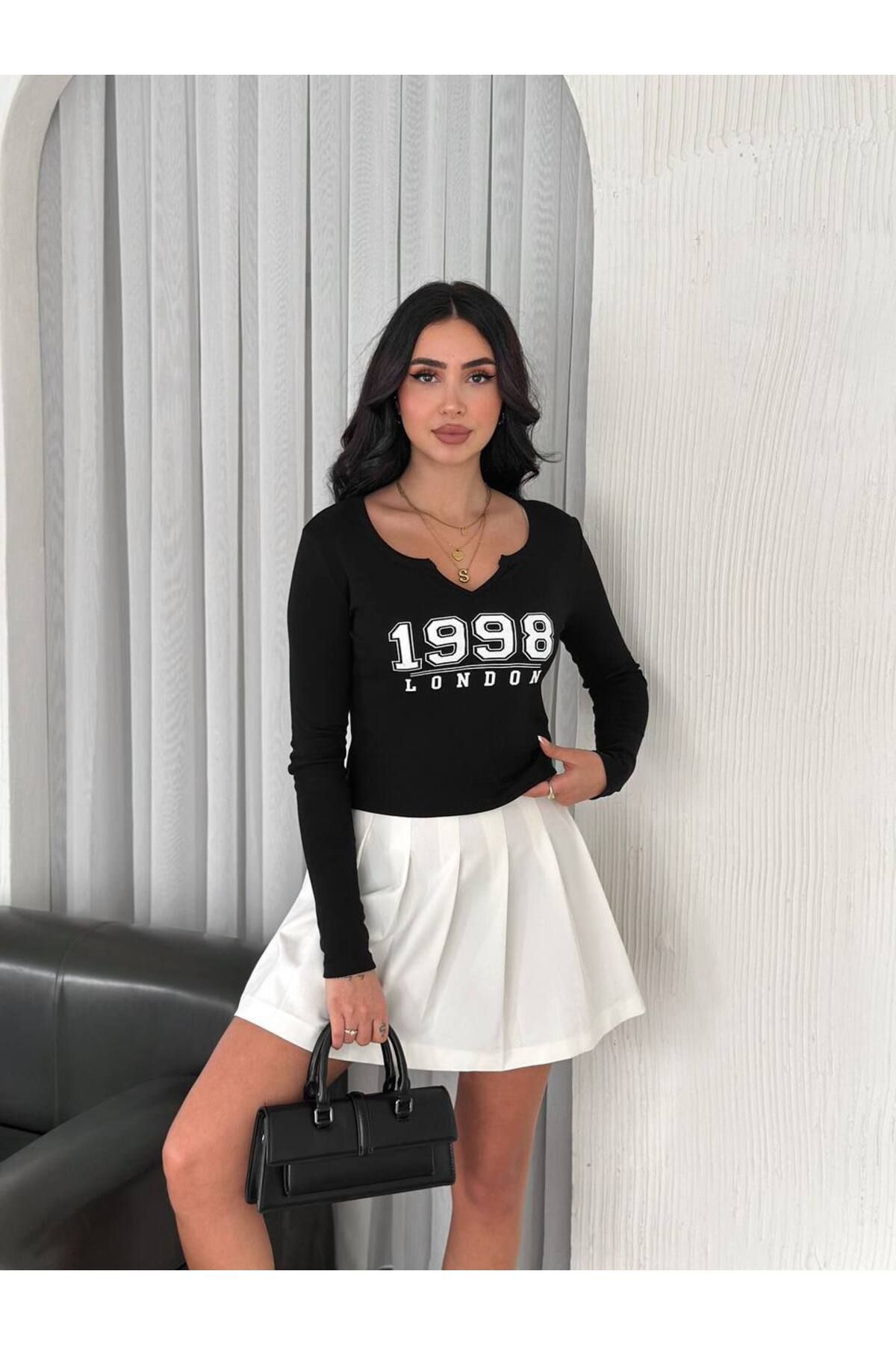 AykaStyleShop Baskılı Crop Bluz