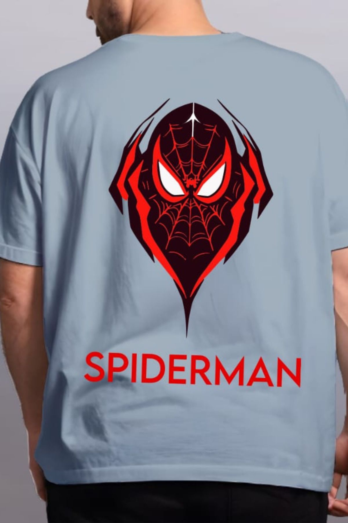 FECCY Pamuklu Spider Man Baskılı Oversize T-shirt