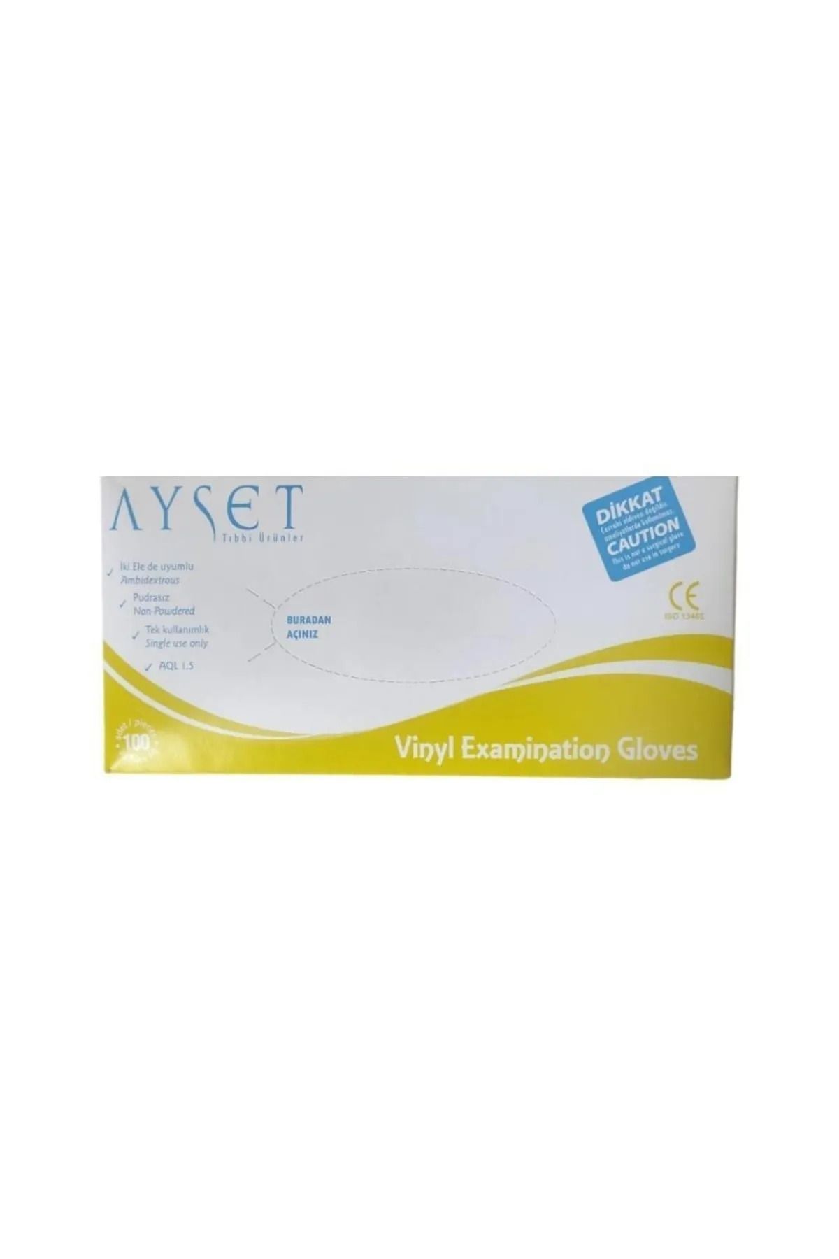 Ayset Vinil Eldiven Pudrasız Muayene Eldiveni Medium (M) 100lü