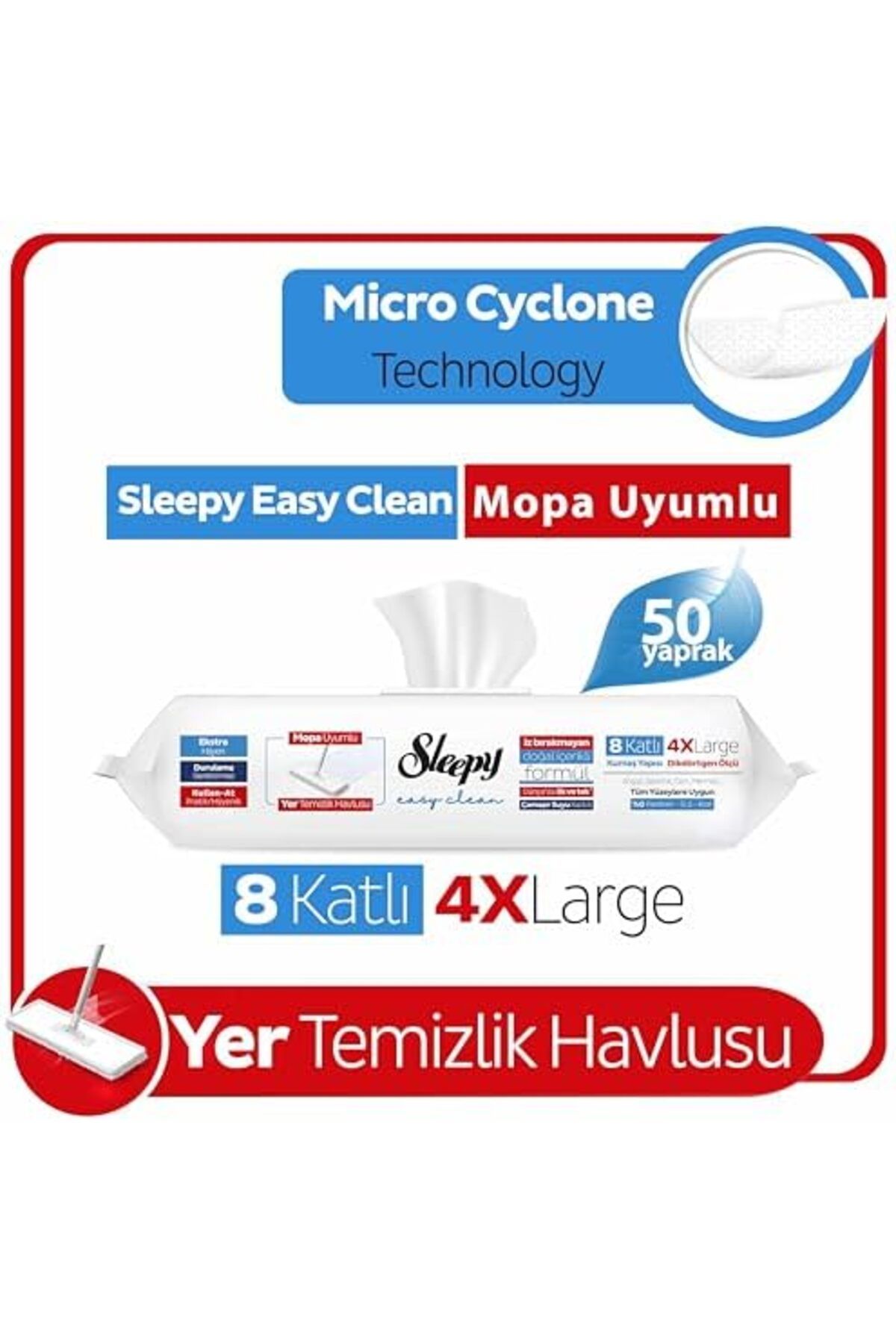 STOREMAX prhshop 50 Yaprak Temizlik Havlusu Uyumlu Yer Katkılı Mopa Çamaşır Suyu Easy Clean Yeni Life 10