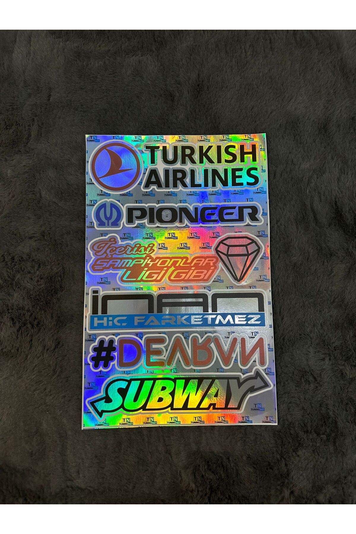 MOTTOMOR Renkli Hologram Arka Cam Yazısı Sticker Etiket 6'lı Araba Turkish Airlines