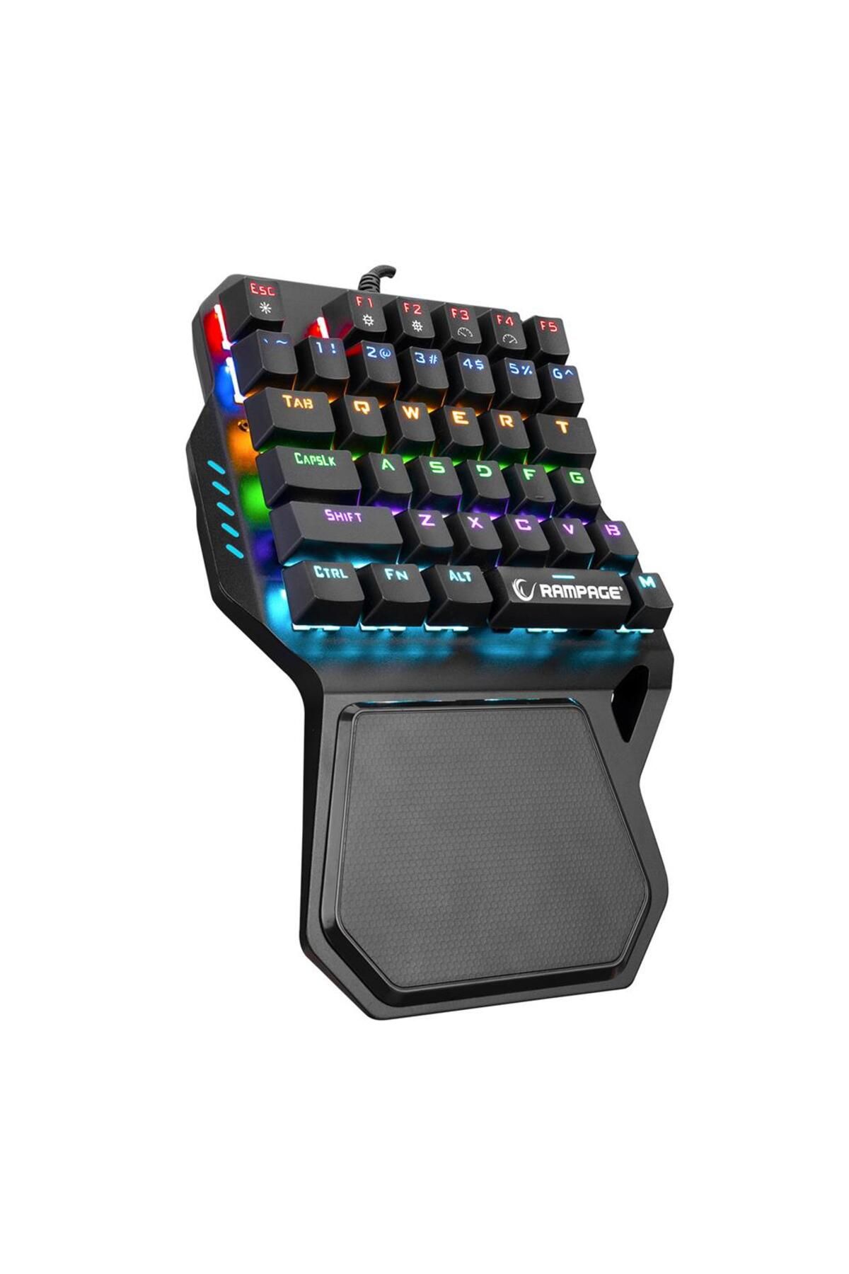 BLS STORE Rampage KB-R77 PALM USB Rainbow Backlight  Blue Switch Mekanik 36 Tuşlu Mini Gaming Oy Klavyesi