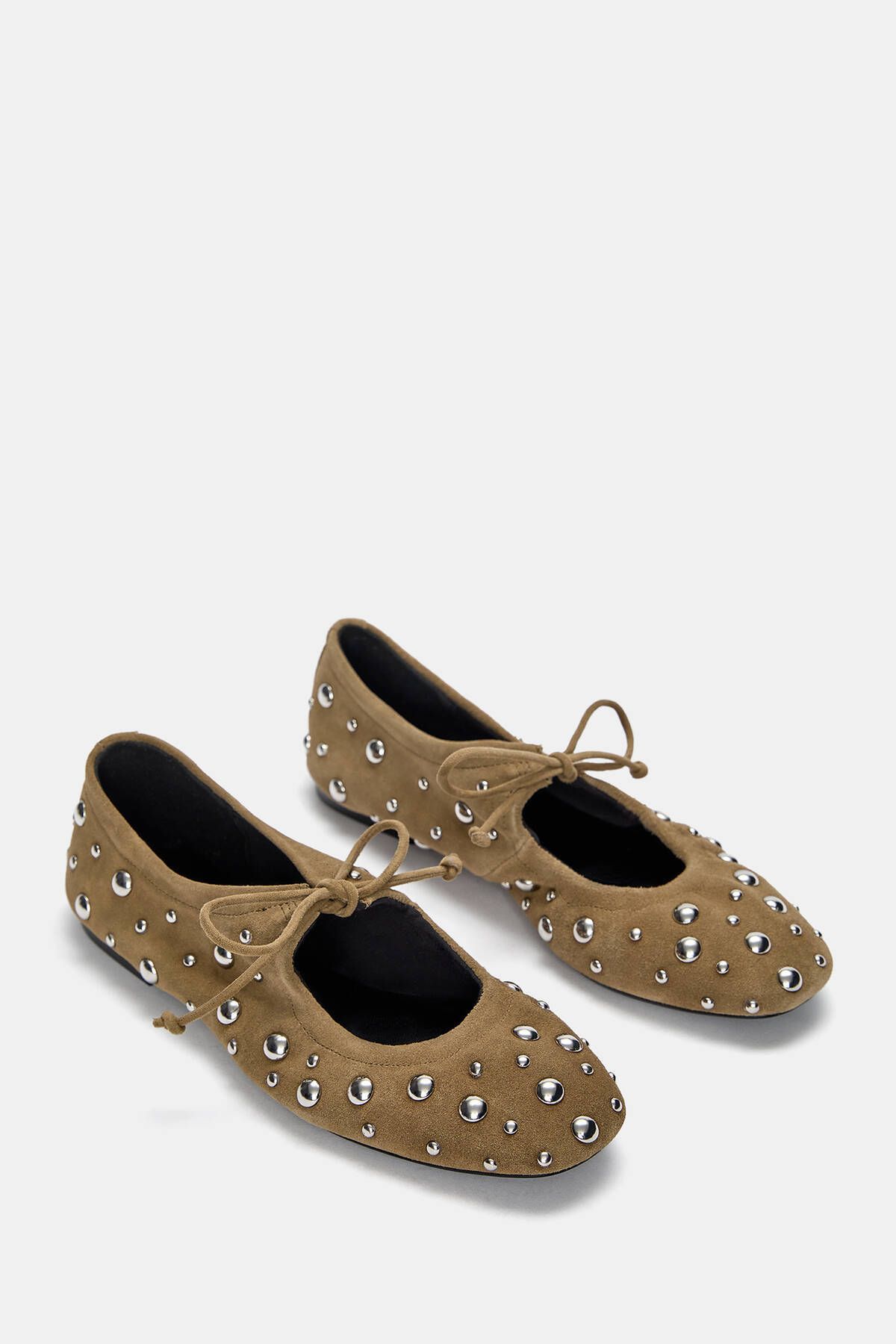 Pull & Bear-Studded leather ballet flats 5