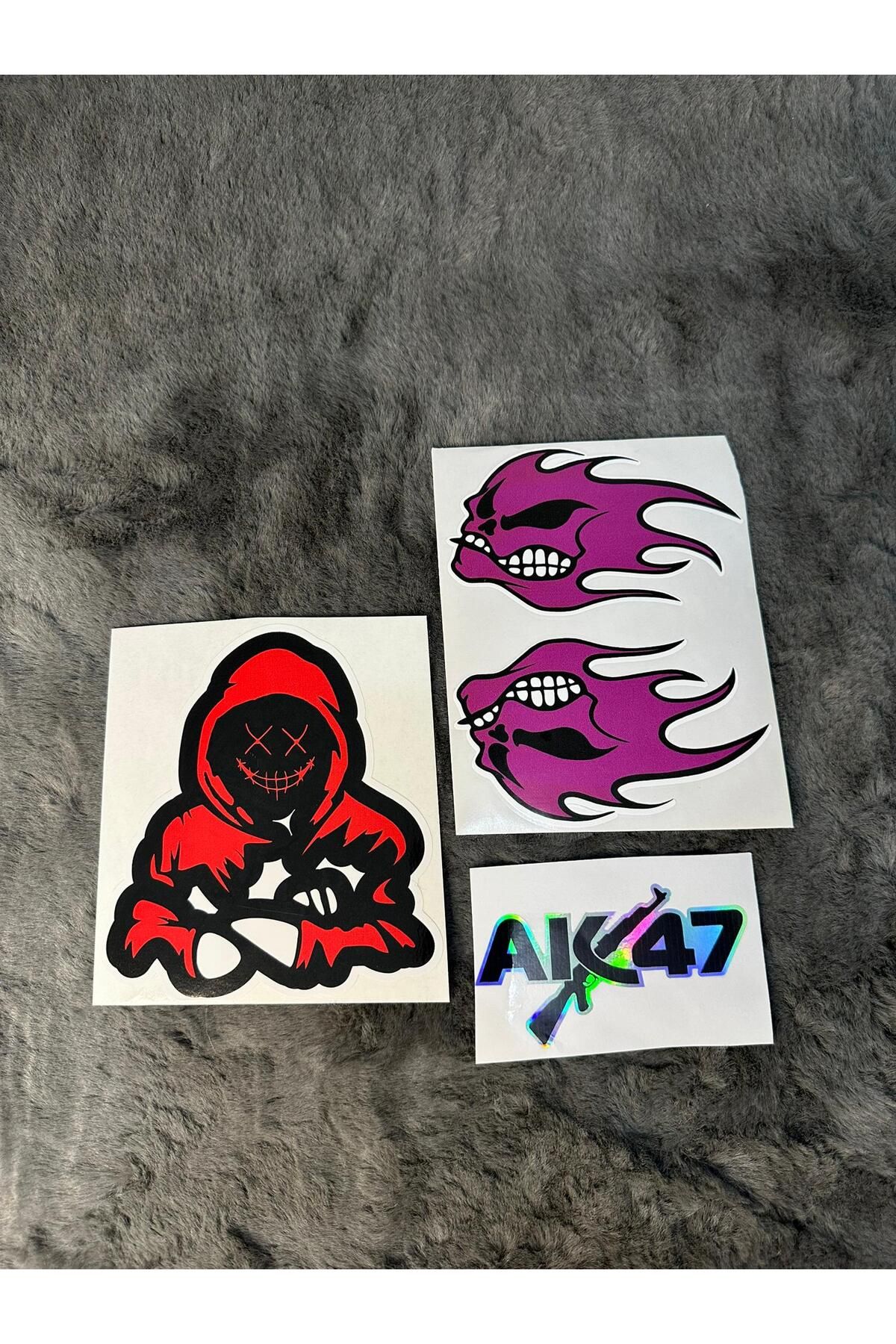 MOTTOMOR Hologram ve Düz Etiket Sticker AK47 3'lü Araba