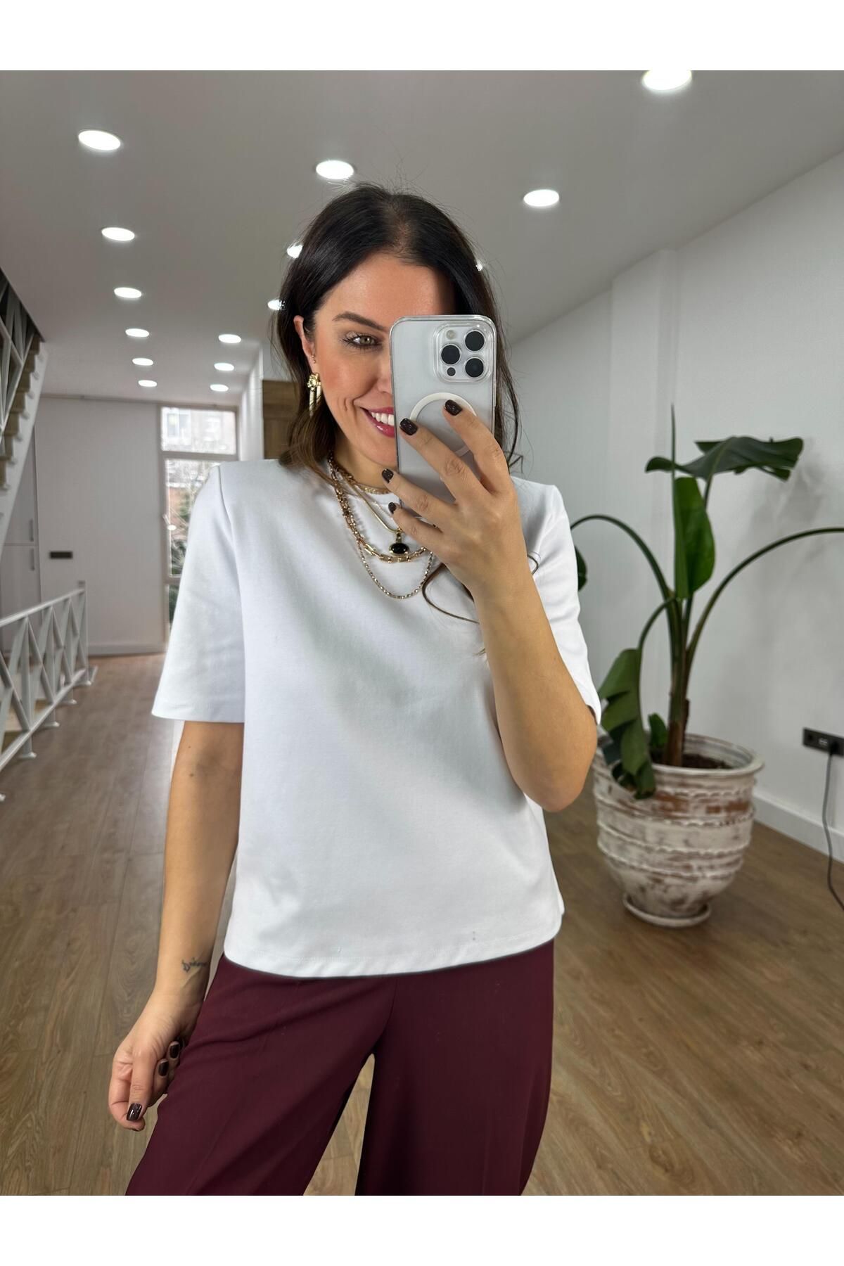 2she Kolları Vatkalı Basic Tshirt