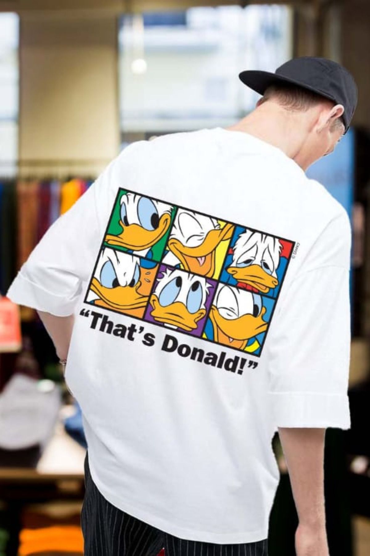 FECCY Pamuklu That's Donald! Baskılı Oversize T-shirt