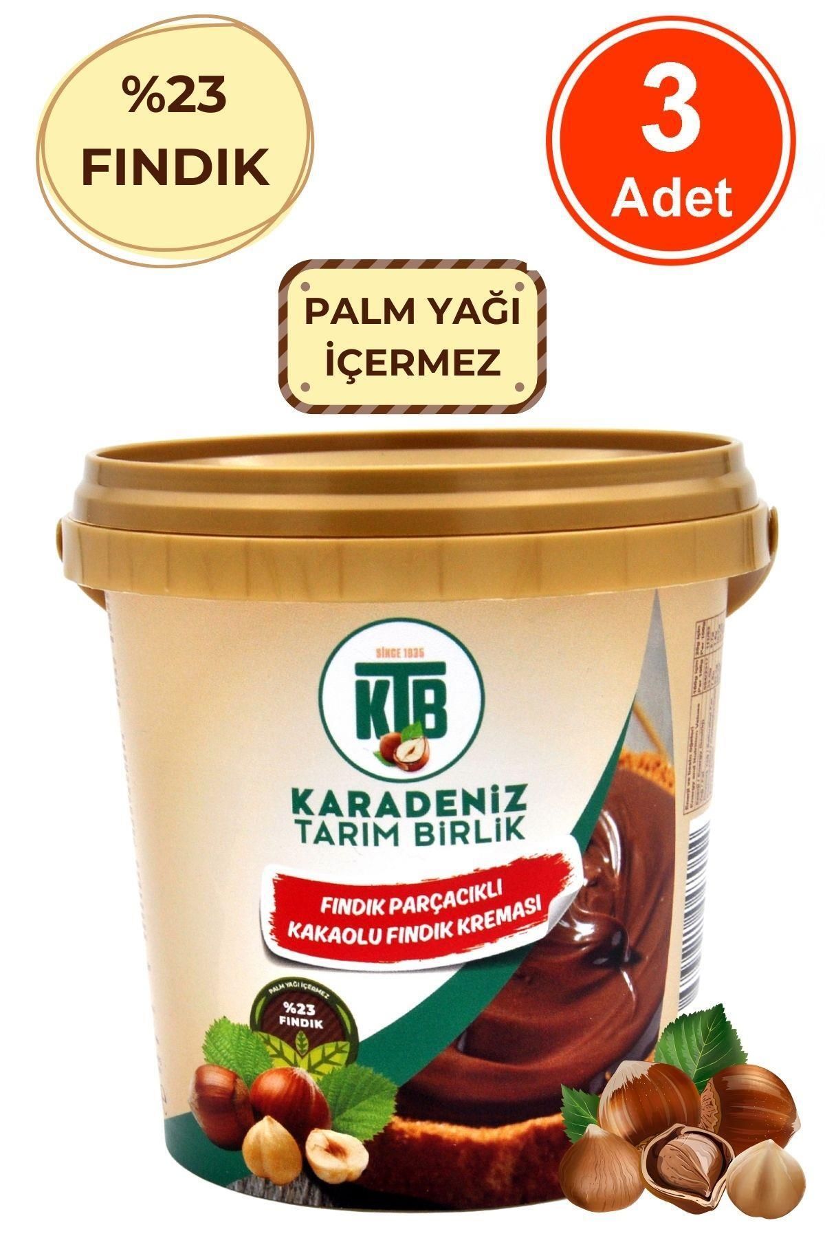 Karadeniz Tarım Birlik Fındık Parçacıklı Kakaolu Fındık Kreması (%23 Fındık) 800 G x 3 Adet Sürülebilir Çikolata Palm Yağı