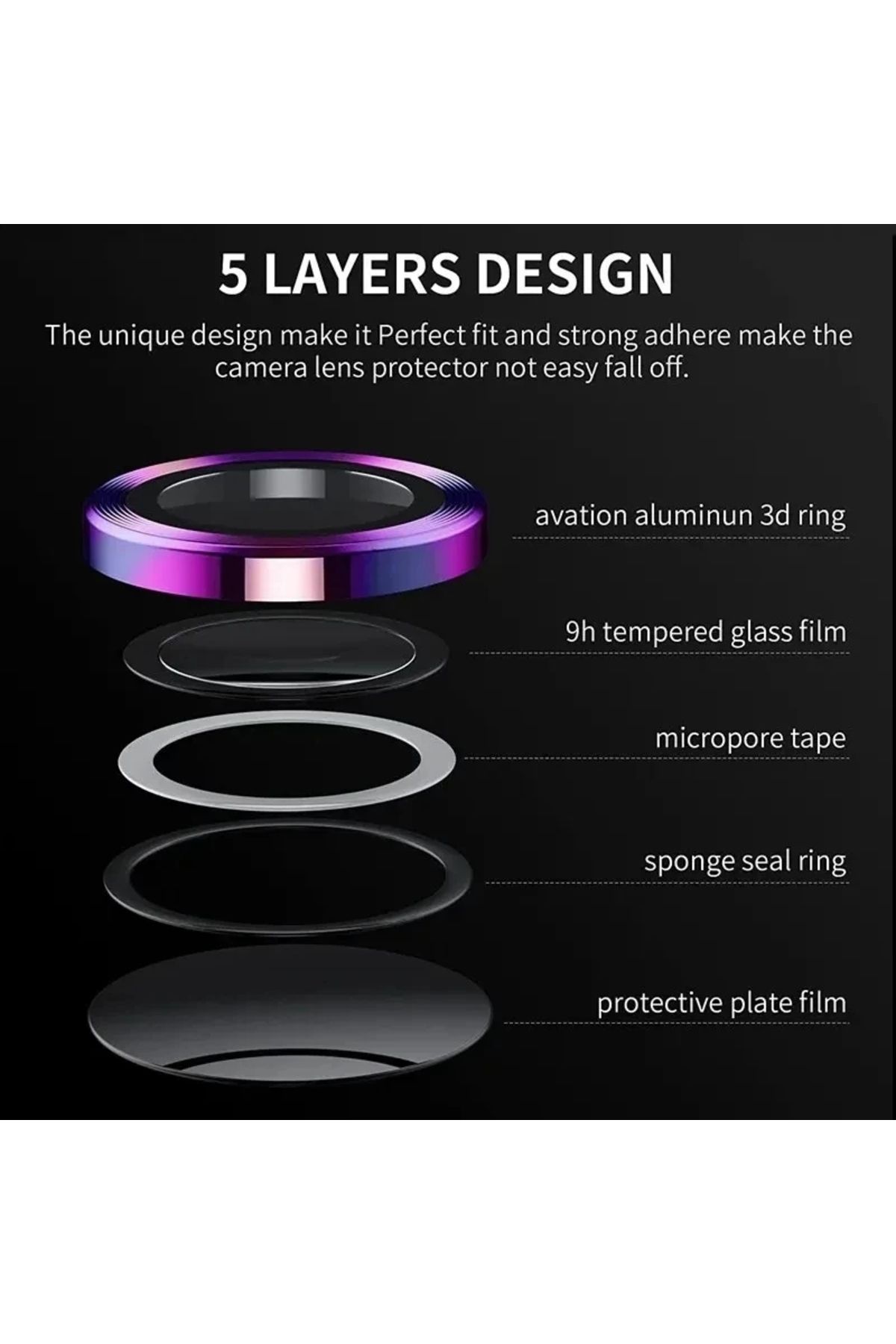 Choice-Note13proplus(3ring Black 1 Set Camera Lens Screen Protector For Xiaomi Redmi Note 13 Pro Plus , X 3