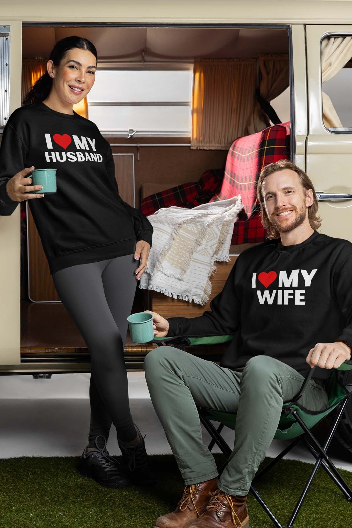 qoeuyl boutique I Love My Wife Husband Karı Koca Sevgili Çift Kombin Sevgililer Günü Hediye Baskılı Sweatshirt