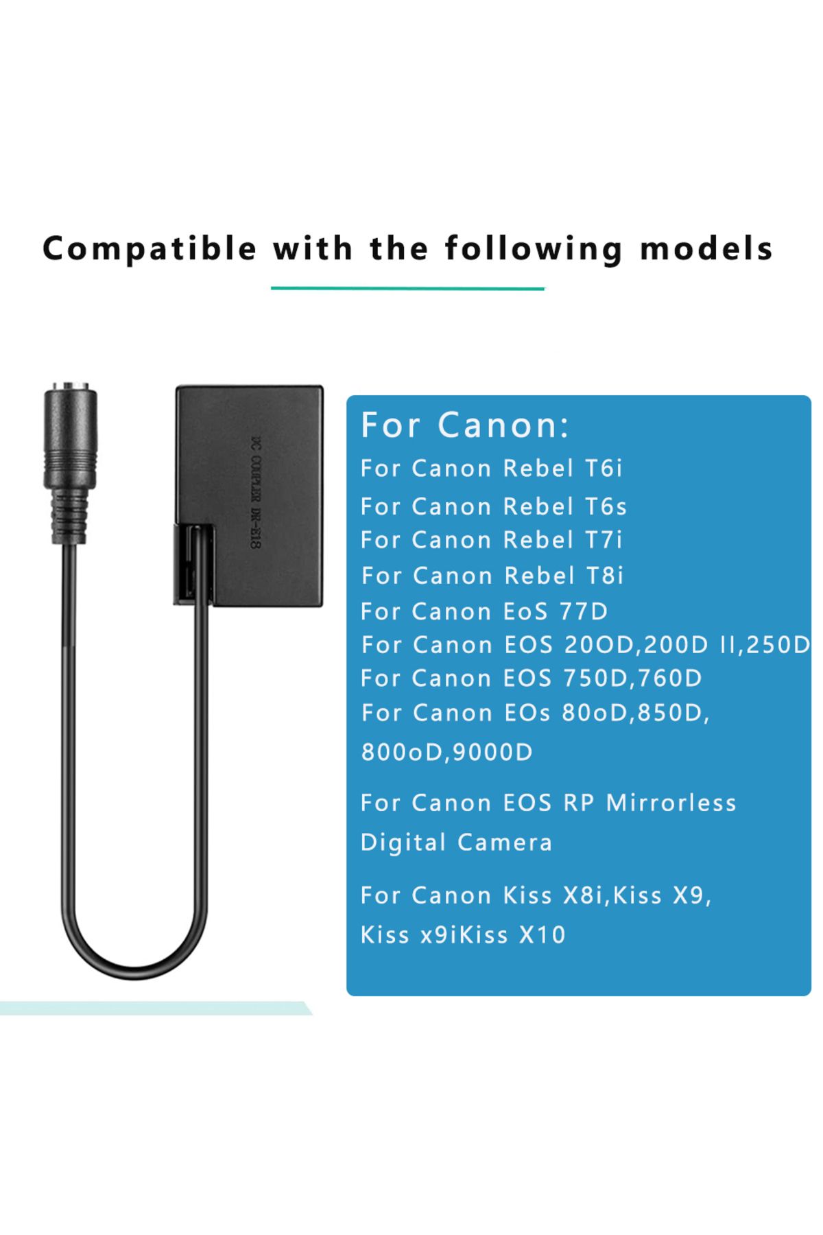 Choice-مجموعة محول طاقة تيار متردد للبطارية الوهمية LP-E17 ACK-E18 DR-E18 DC Coupler لكاميرا Canon EOS Rebel SL2 SL3 T 5