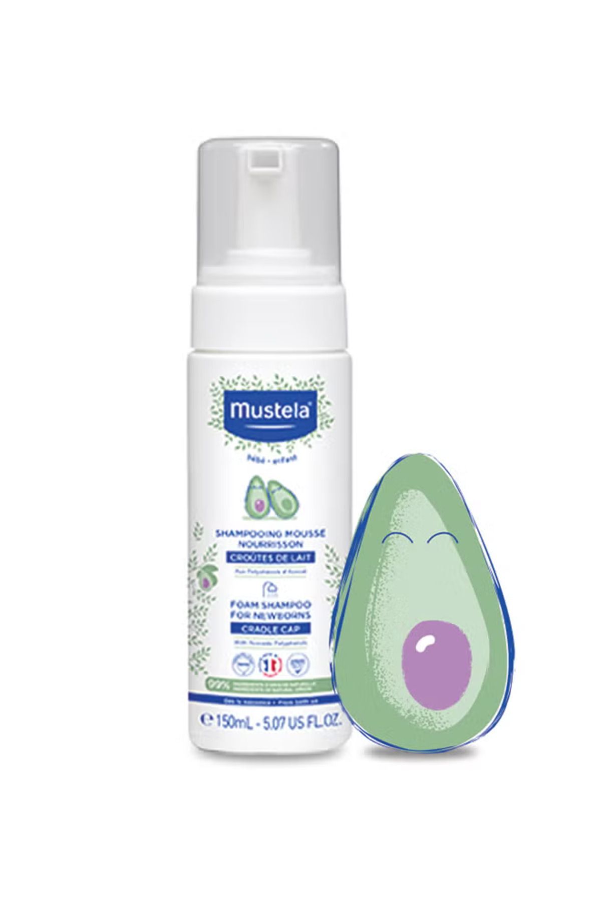 Mustela-Natural Origin Foam Shampoo With Avocado Polyphenols for Newborns, 150ml 2