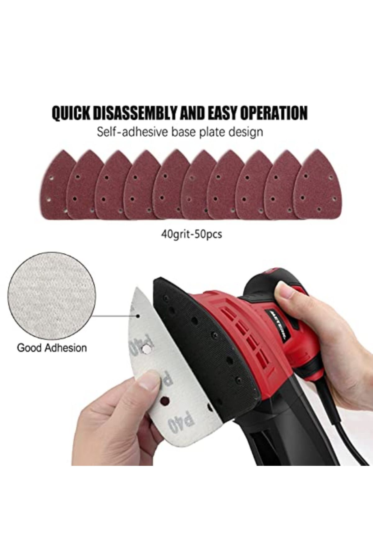 Choice-Mix Grits 50pcs/set Detail Sander Sandpaper Mouse Sanding Pads 5 Holes Hook And Loop Sanding Sheets 4