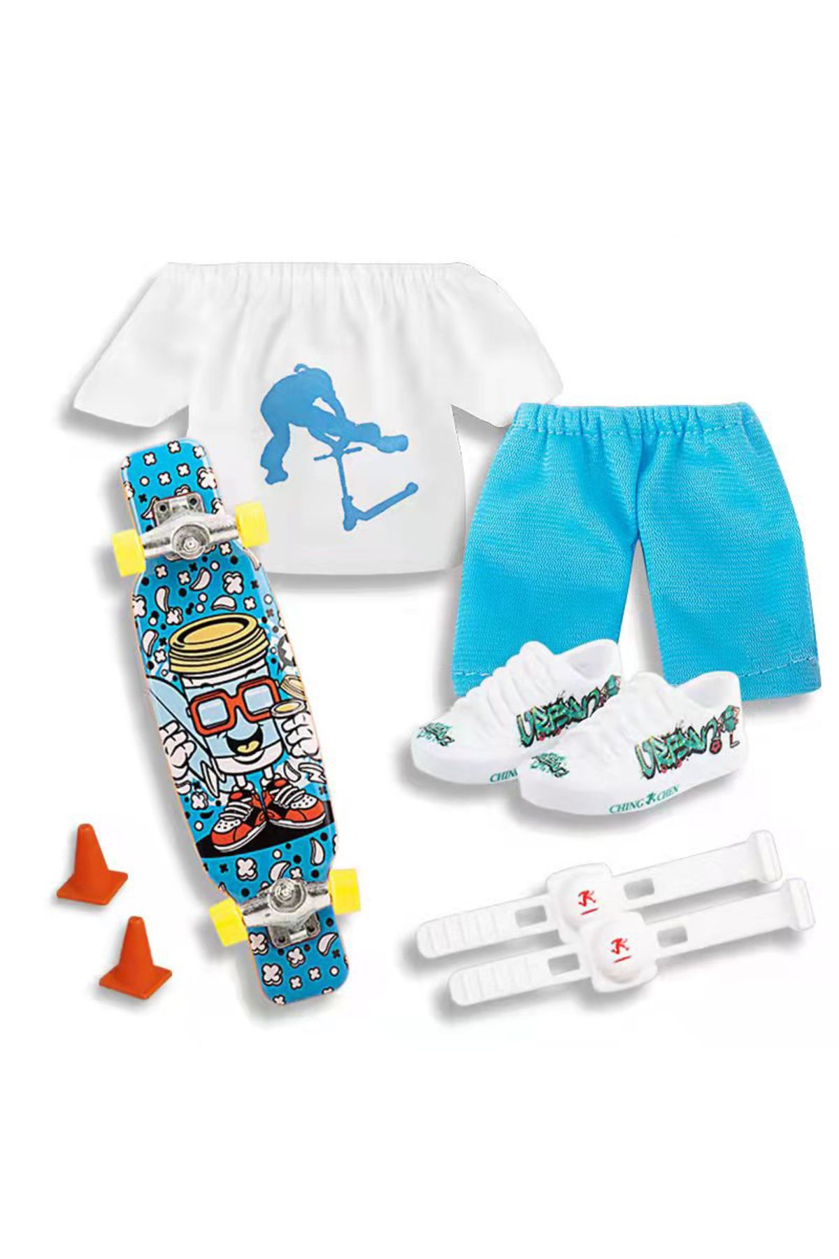 Choice-Sp-8 Blue Finger Skateboard Finger Scooter Toy Finger Toy Skateboards With Pants Shoes And Tools Min 1