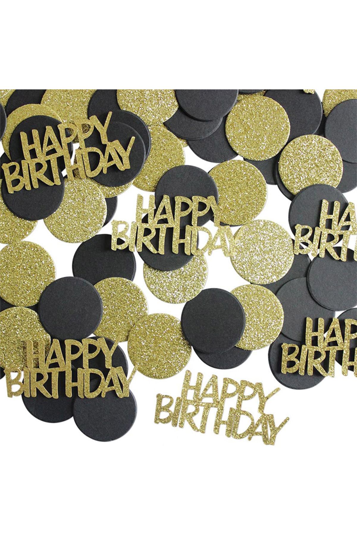 Choice-Gold 100pcs Glitter Gold Happy Birthday Circle Dots Confetti For Birthday Wedding Anniversary Party 1