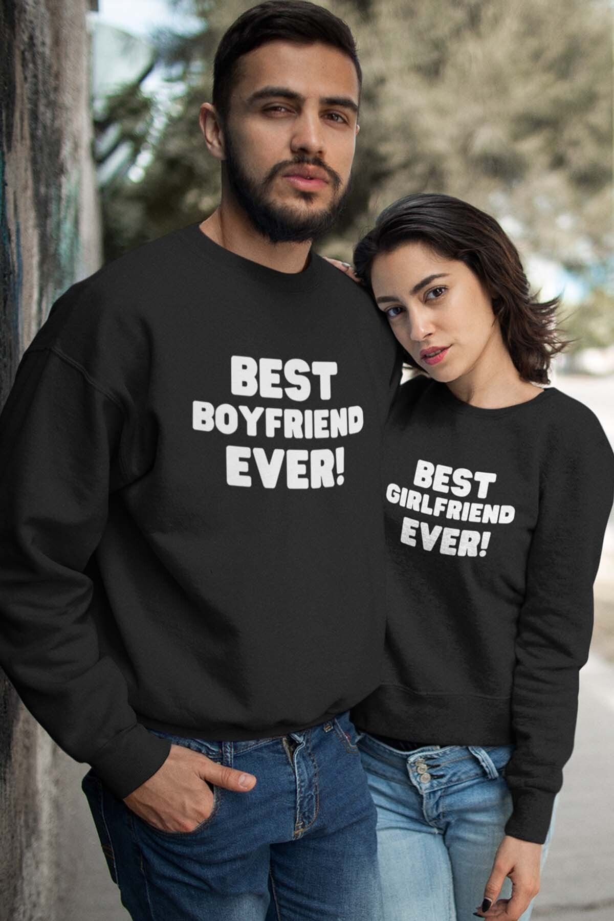 qoeuyl boutique Best Girlfriend - Boyfriend Ever Sevgili Çift Kombin Sevgililer Günü Hediye Baskılı Sweatshirt