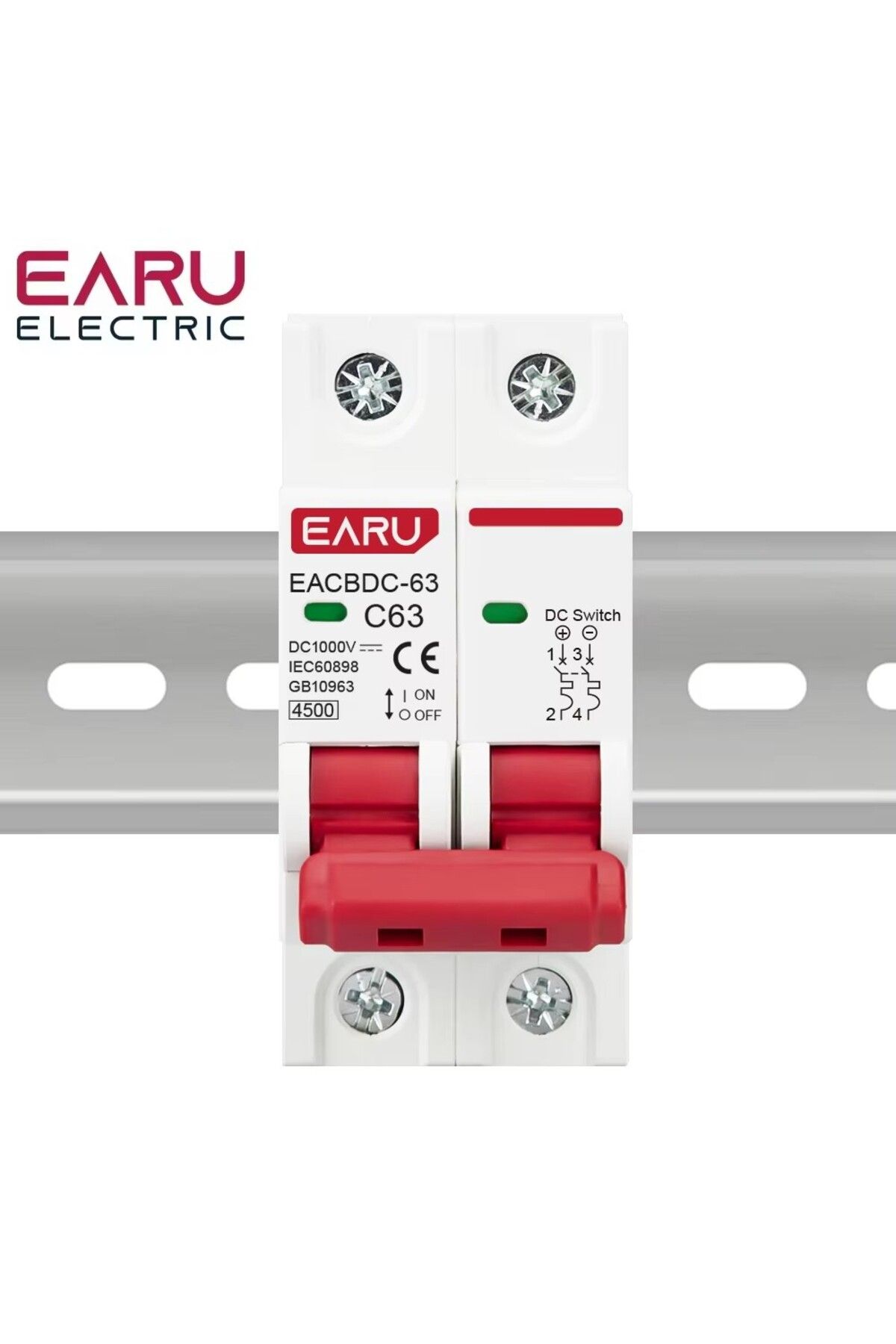 EARUELETRIC-2p 63a 2p Dc 1000v Mcb Solar Mini Circuit Breaker Overload Protection Switch 6a 10a 16a 20a 25a 32a 6