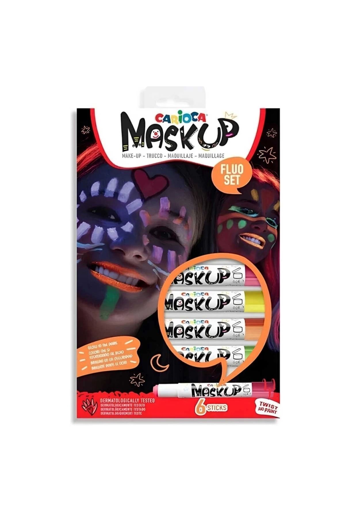 Basic Fun Çocuk Carioca Yüz Boyası 6 Gram 6 Renk Fosforlu 43156