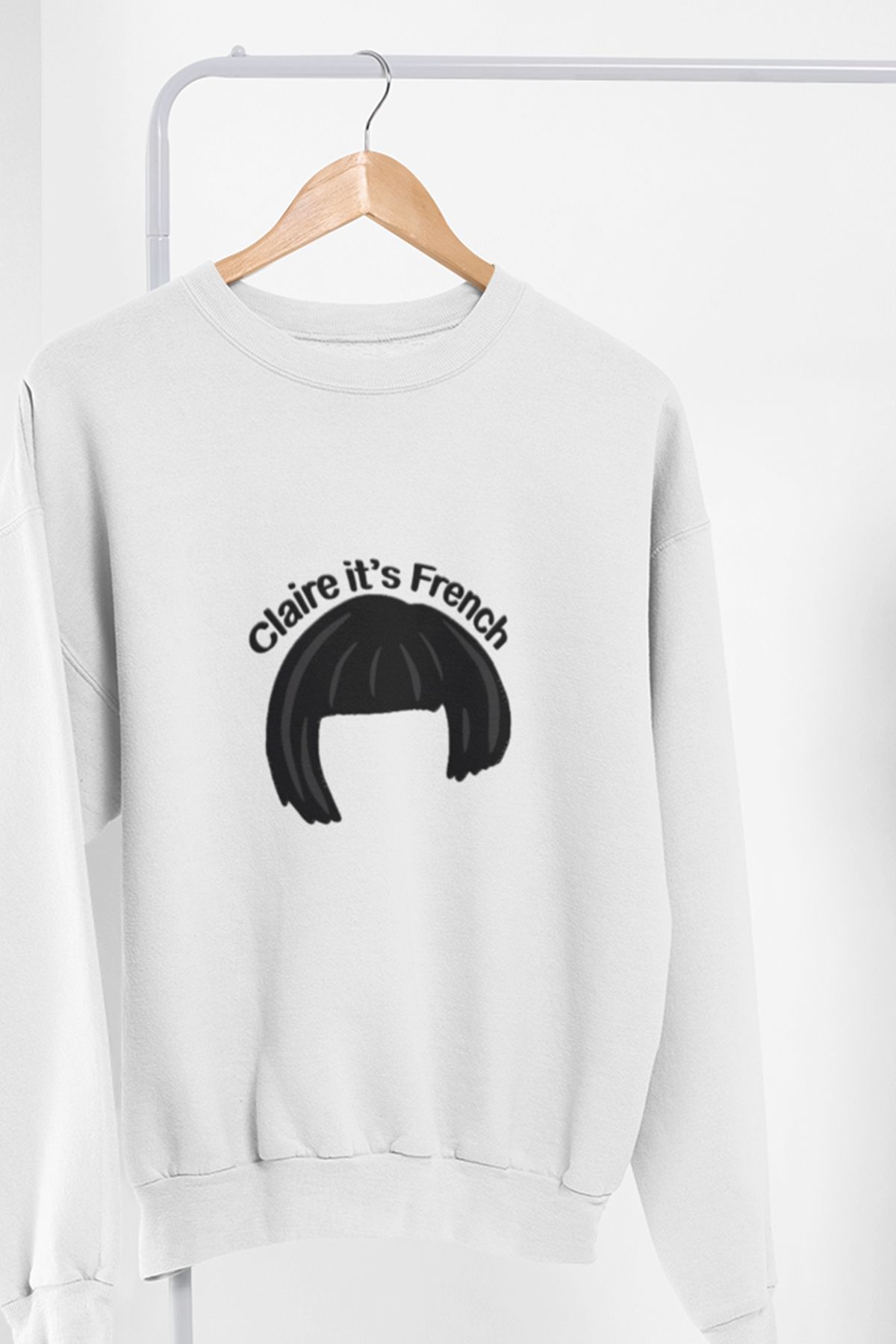 qoeuyl boutique Claire İts French Fleabag (unisex, hediyelik) Baskılı Üç İplik %100 Pamuklu Bisiklet Yaka Sweatshirt