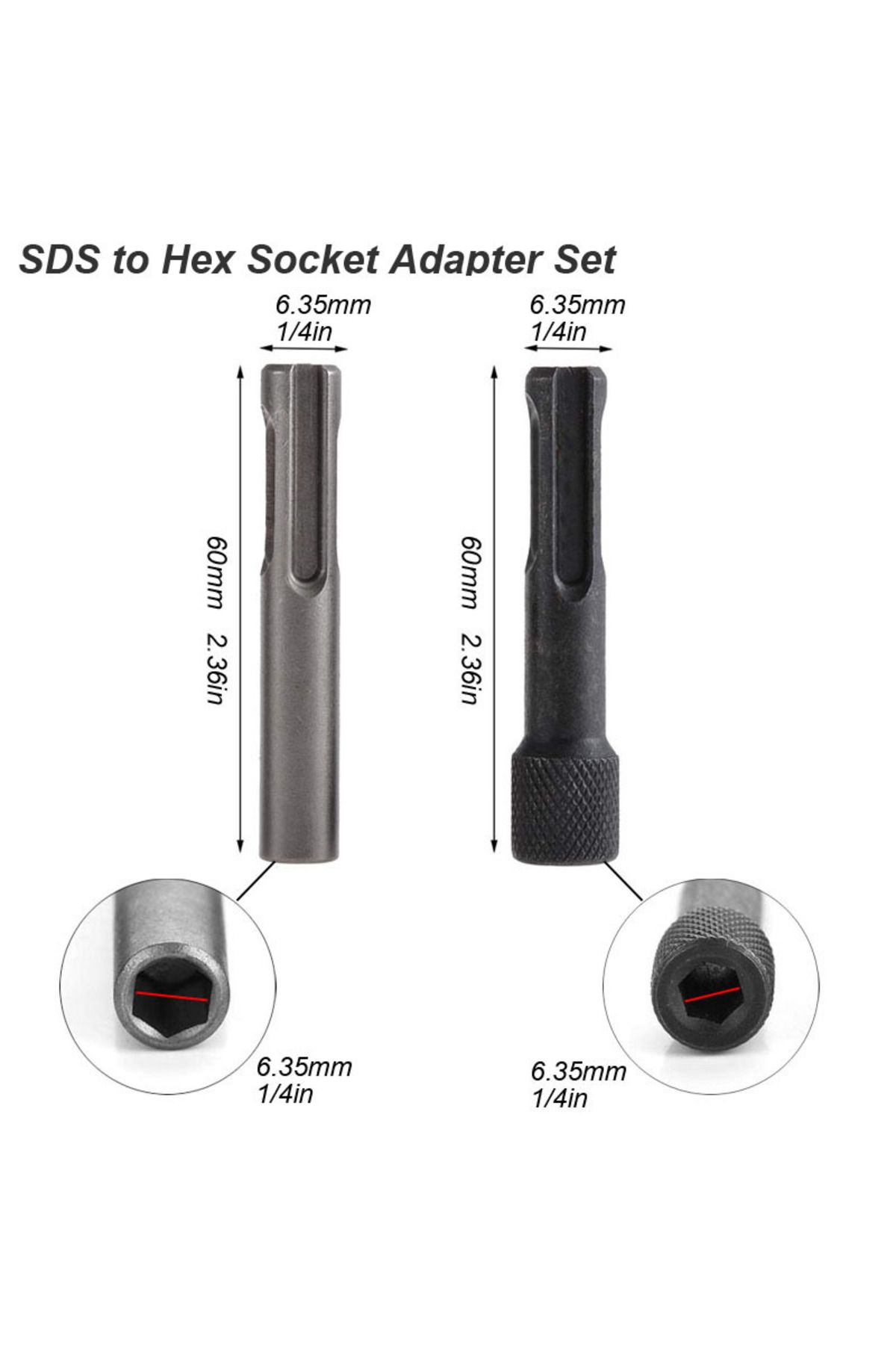 atooltour-Sds Adapter Set Electric Hammer Adapter Power Drill Screwdriver Converter Sds Plus Convert To 1/4 He 1