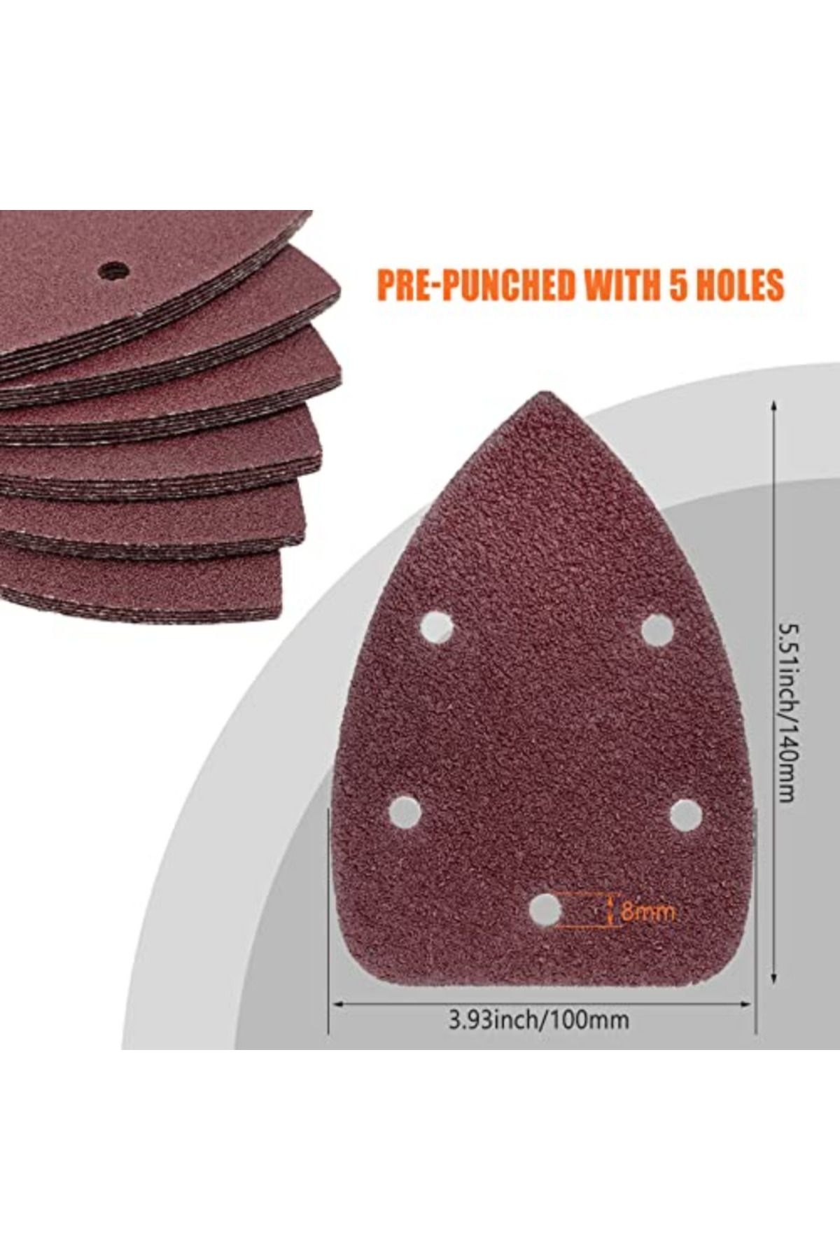 Choice-Mix Grits 50pcs/set Detail Sander Sandpaper Mouse Sanding Pads 5 Holes Hook And Loop Sanding Sheets 5