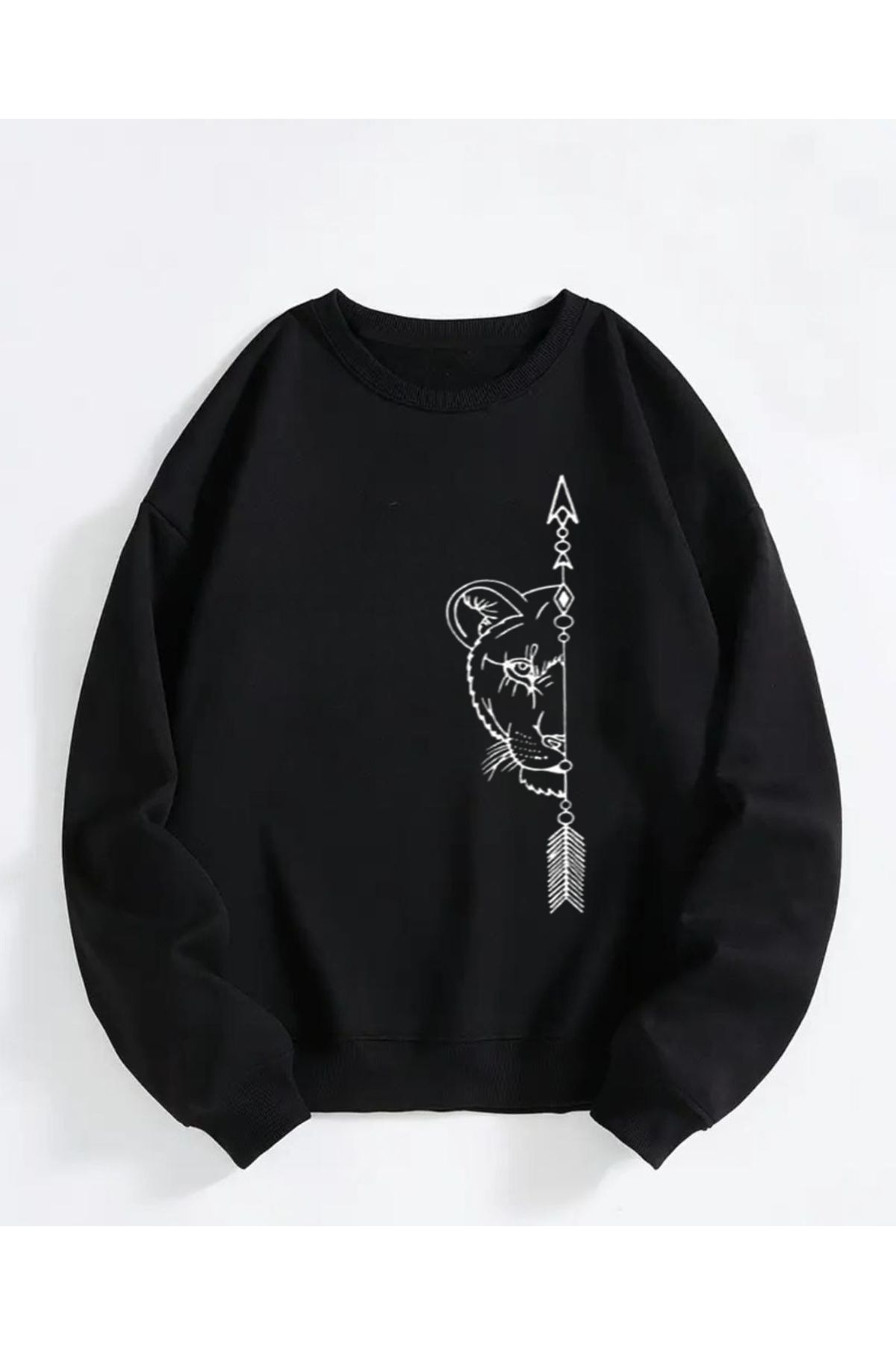 DWN WEAR Aslan Baskılı 3 İplik Şardonlu Sweatshirt