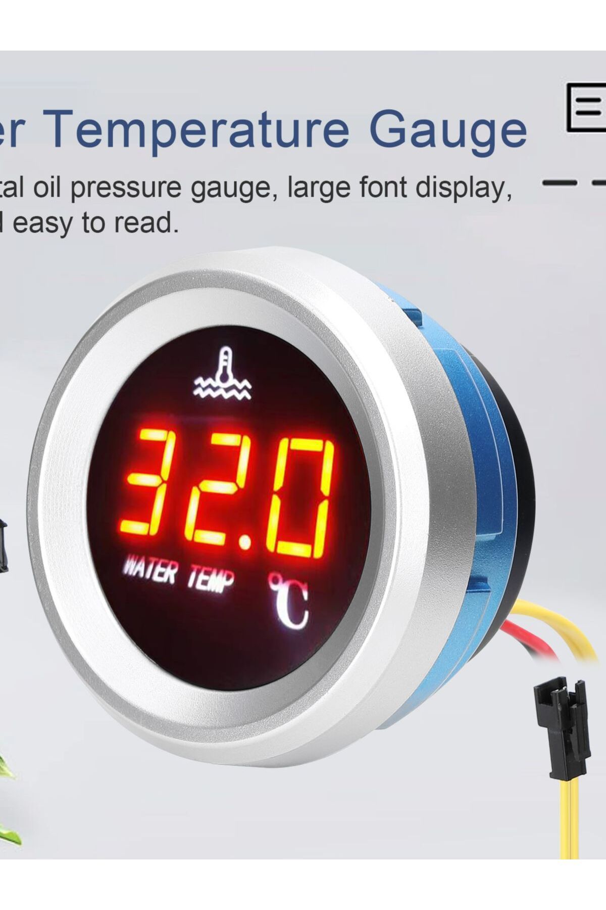 Choice-52mm Water Temperature Gauge Car Digital Meter LED Display 9-36V with Temperature Sensor Alarm Fu... 7
