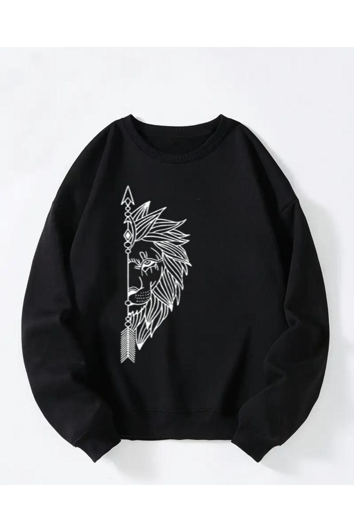 DWN WEAR Aslan Baskılı 3 İplik Şardonlu Sweatshirt