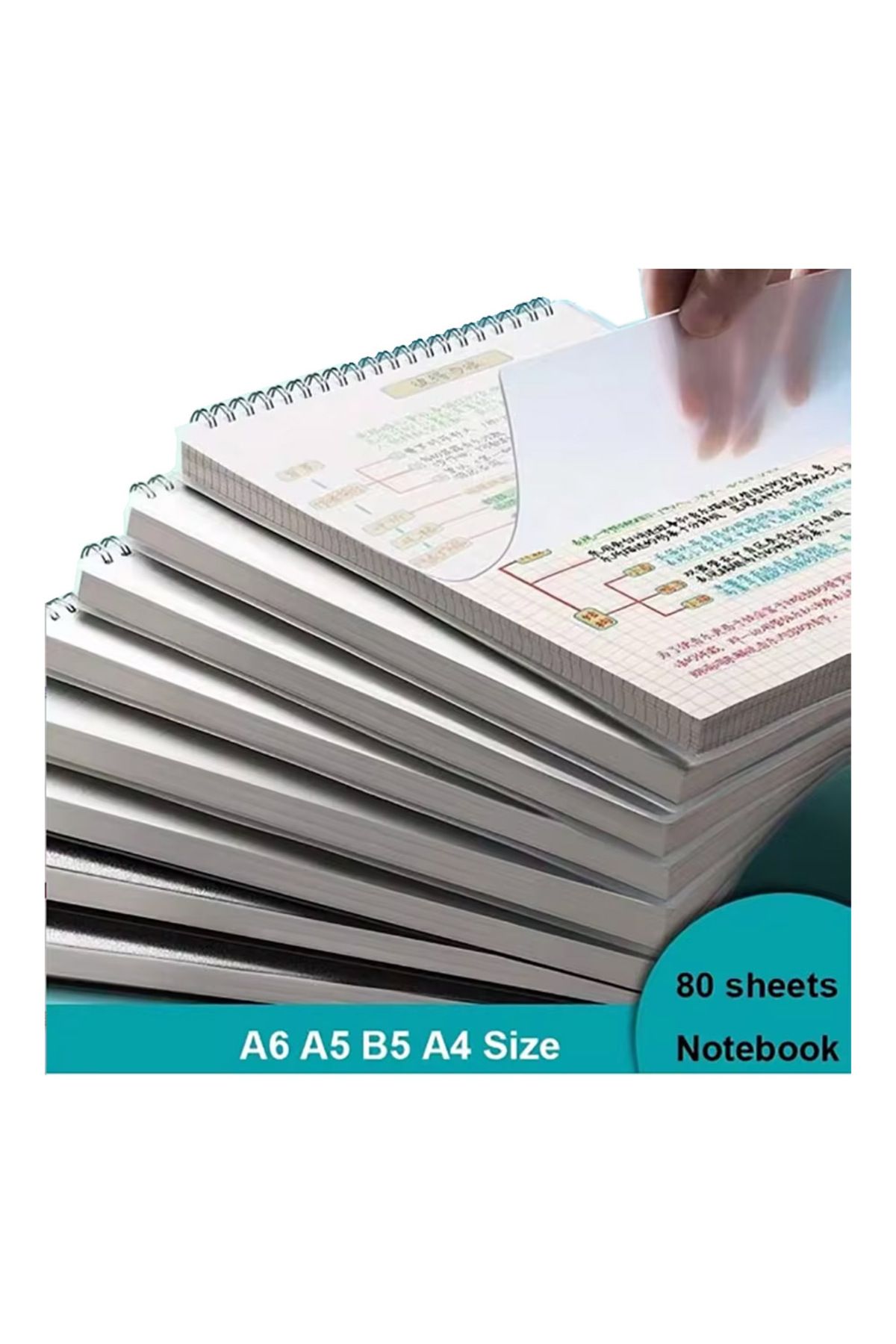 Choice-B5 A5/B5/A4 Coil Notebook Grids Upward Flipping Notepad 80 Sheets Hard Cover Sketchbook School Offic 8