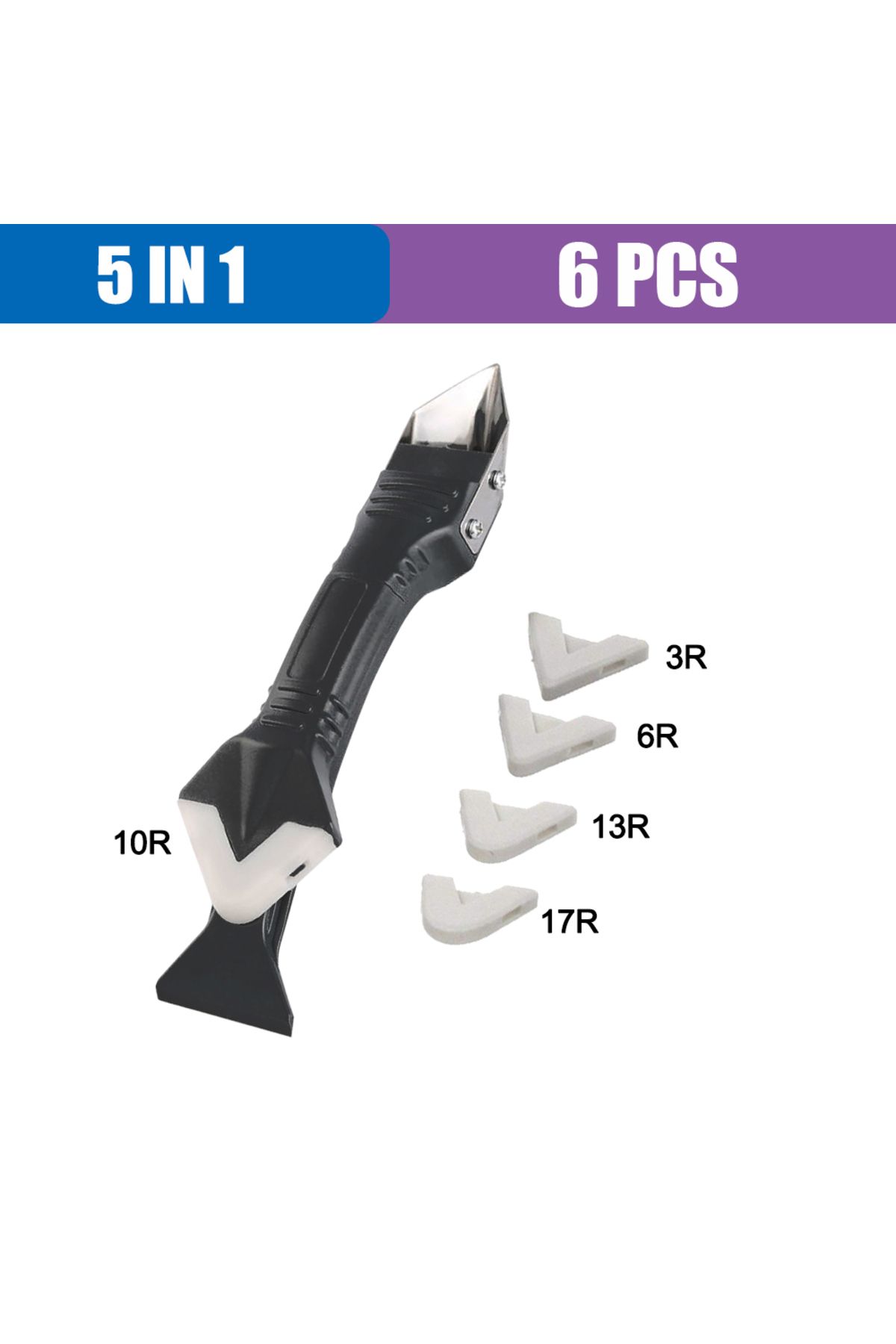 SLADE-5in1 Metal Scraper 5 In 1 Silicone Scraper Sealant Smooth Remover Tool Set Caulking Finisher Smooth 1