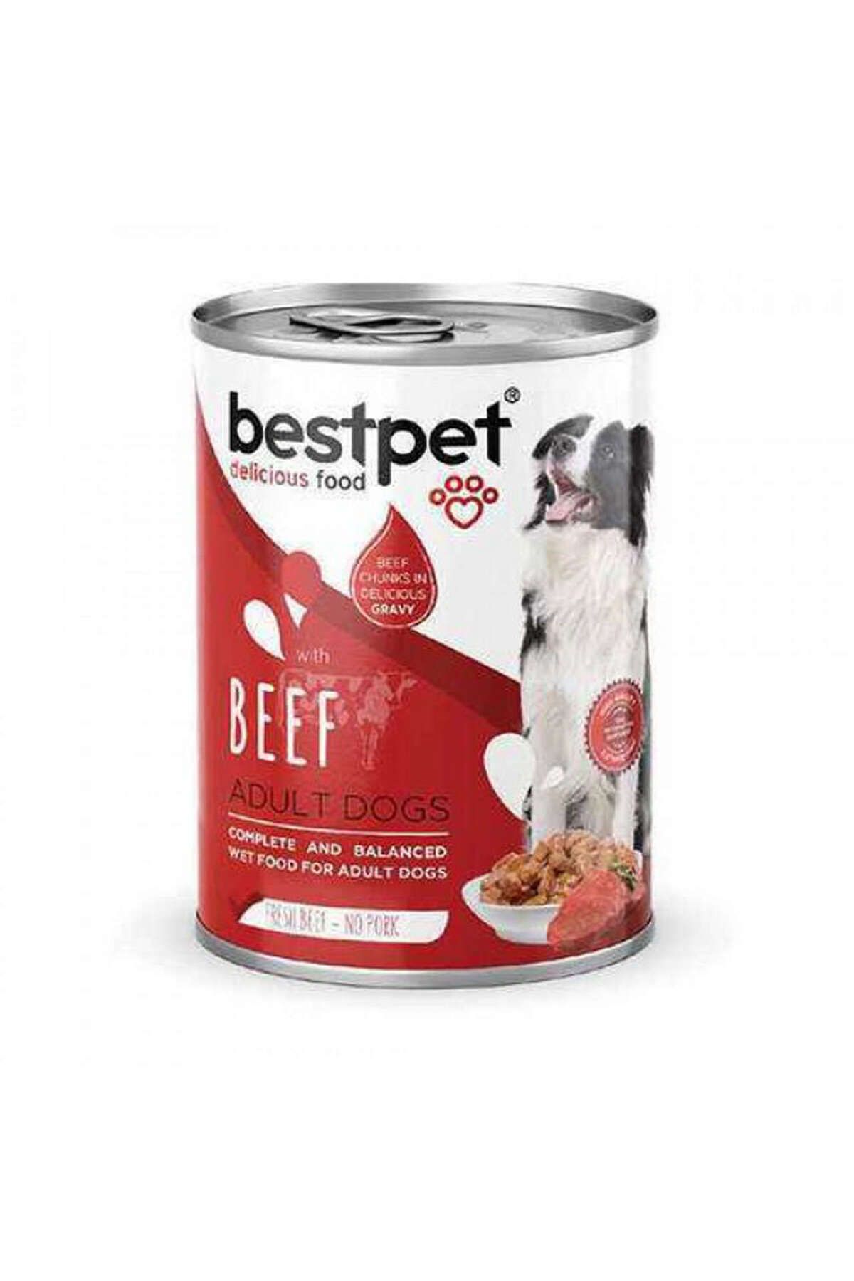 Bestpet Yetişkin Köpekler İçin, Taze Sığır Parça Etli Ve Soslu Yaş Mama 400 gr X 12 ADET 106008