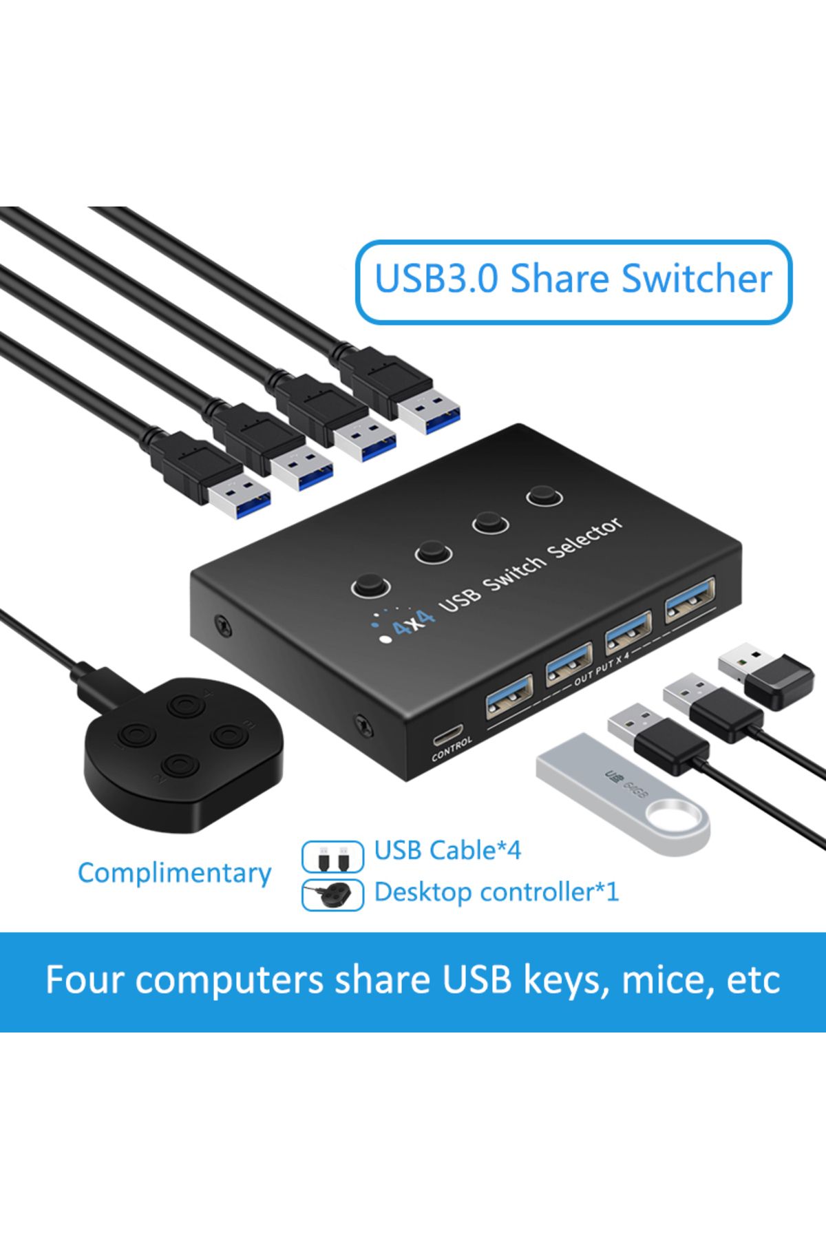 Choice-مفتاح USB 3.0 وUSB 3.0/2.0 Km Selector 4 أجهزة كمبيوتر محمولة مشاركة المضيف 4 أجهزة USB Kvm Switch B 1