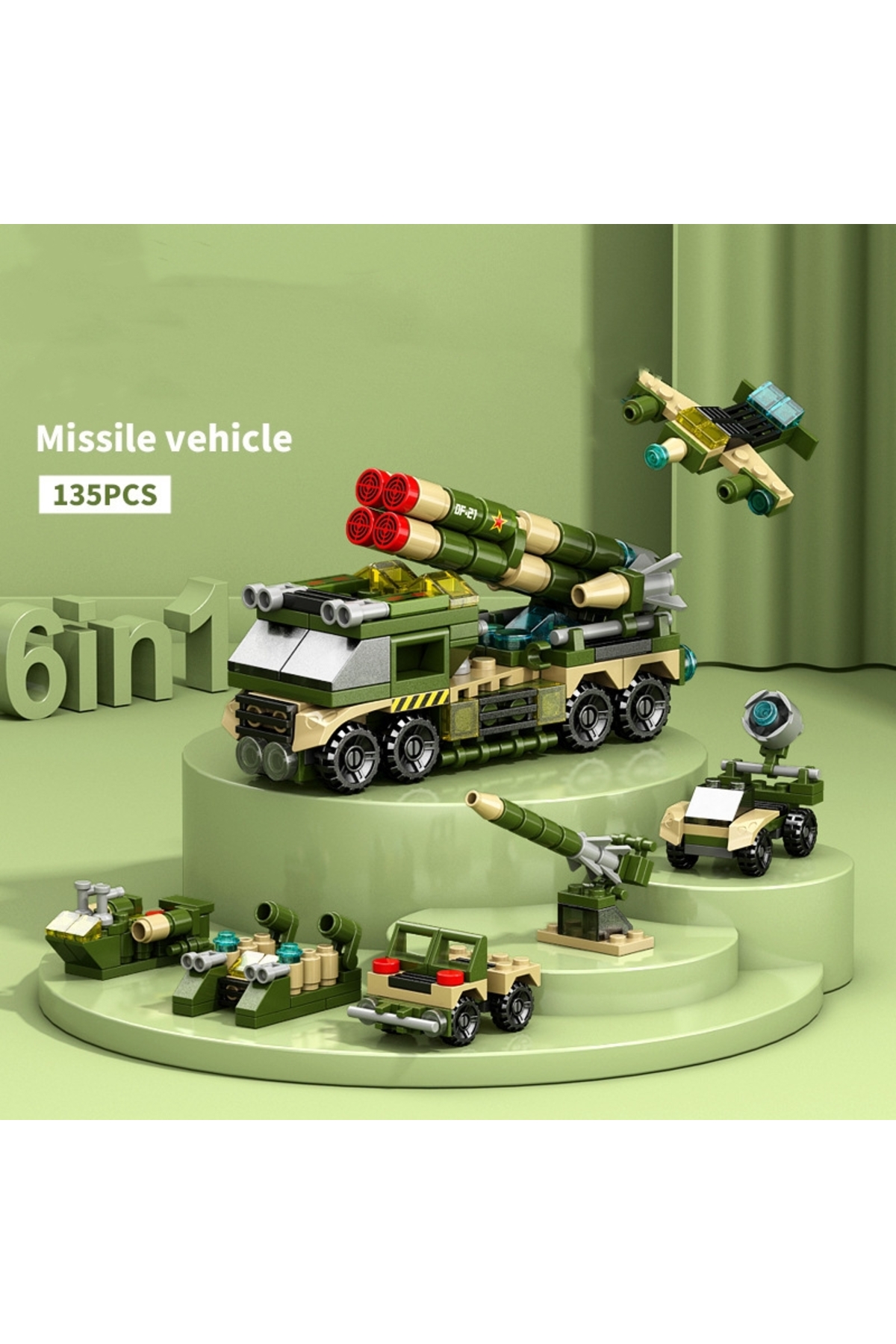 بدون جعبه ۶ در ۱ مهندسی ماشین، هلیکوپتر، کامیون، تانک، شهر، بلوک‌های ساختمانی، آجرهای پلیس، آتش‌نشان