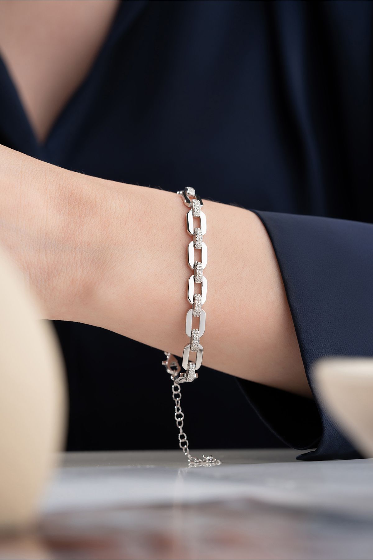 Silvano Jewelry 925 Ayar Gümüş Trend Zincir Bileklik