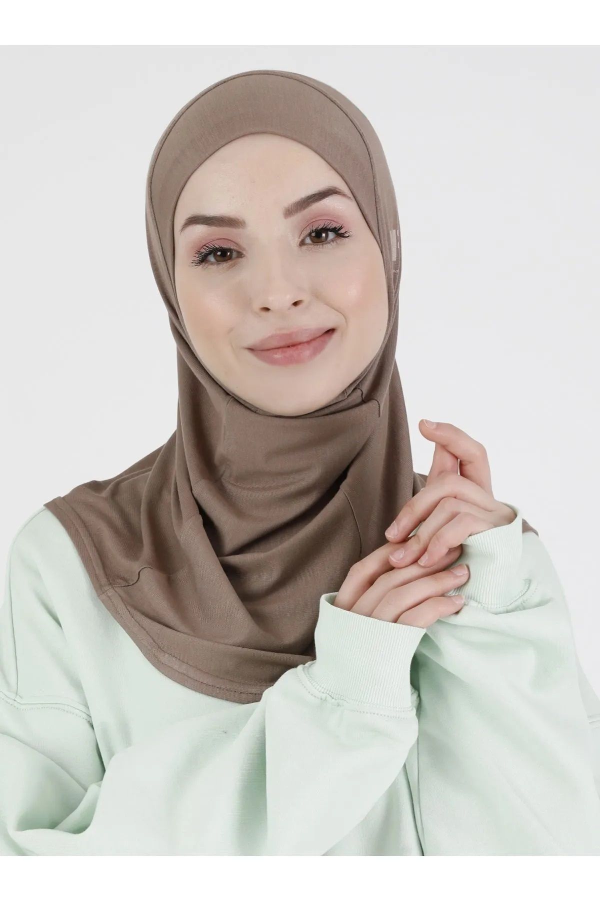 Ecardin Düz Spor Hijab - Premium Atletik Sporcu Hazır Konforlu Tesettür Sport Hijab Bone - Siyah