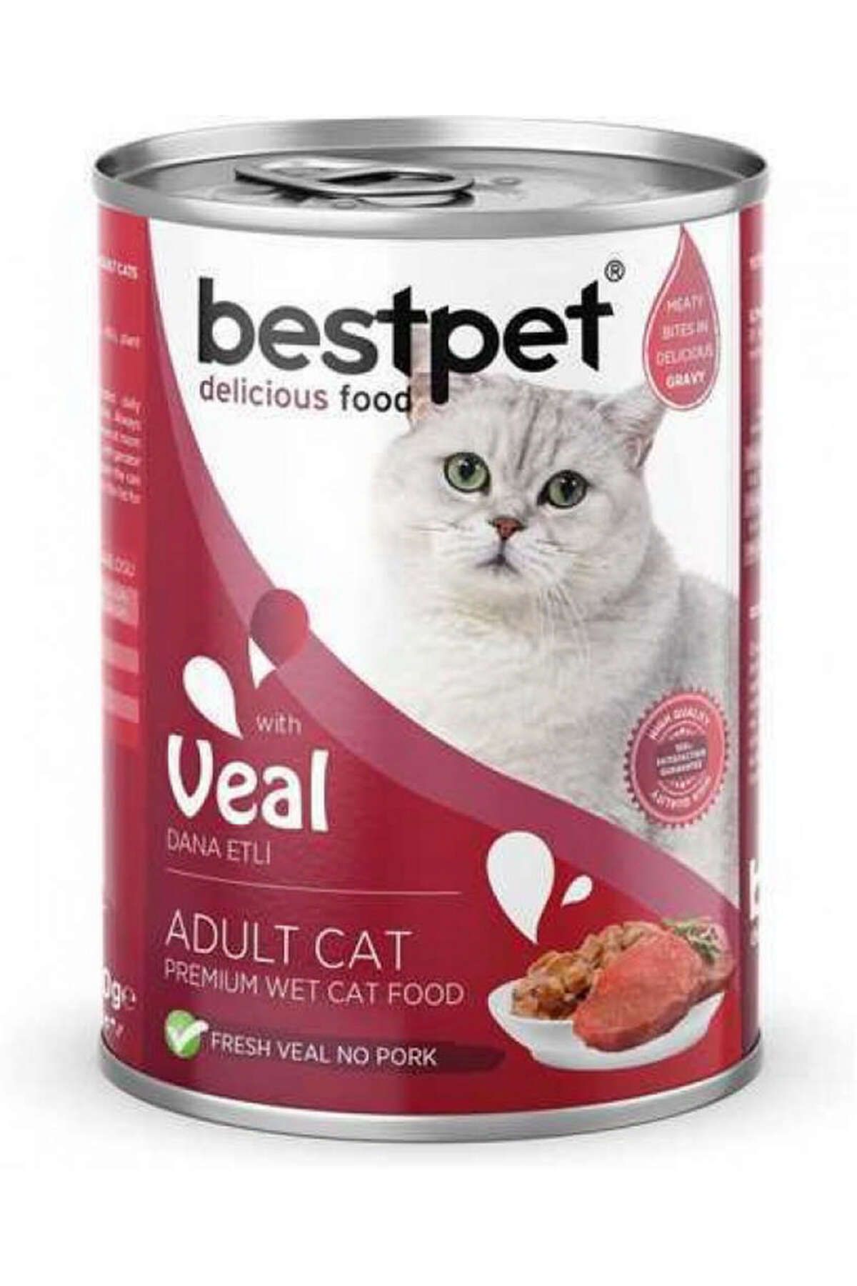 Bestpet Yetişkin Kediler İçin, Taze Geyik Parça Etli Ve Soslu Yaş Mama 400 gr X 12 ADET 326107