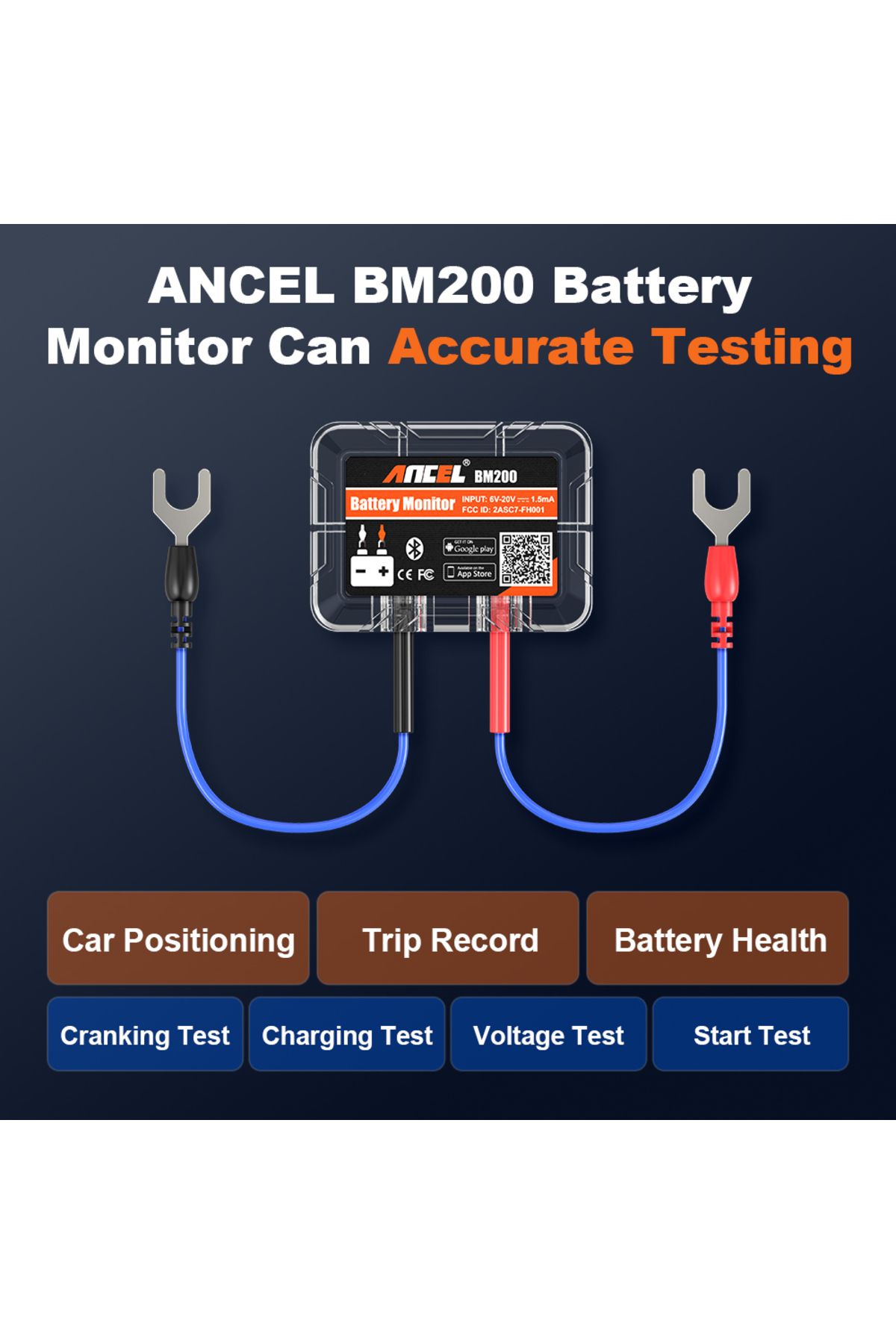 ANCEL-BM200 12V Battery Tester Wireless Bluetooth 4.2  Battery Monitor LED Display SOH SOC Batter... 3