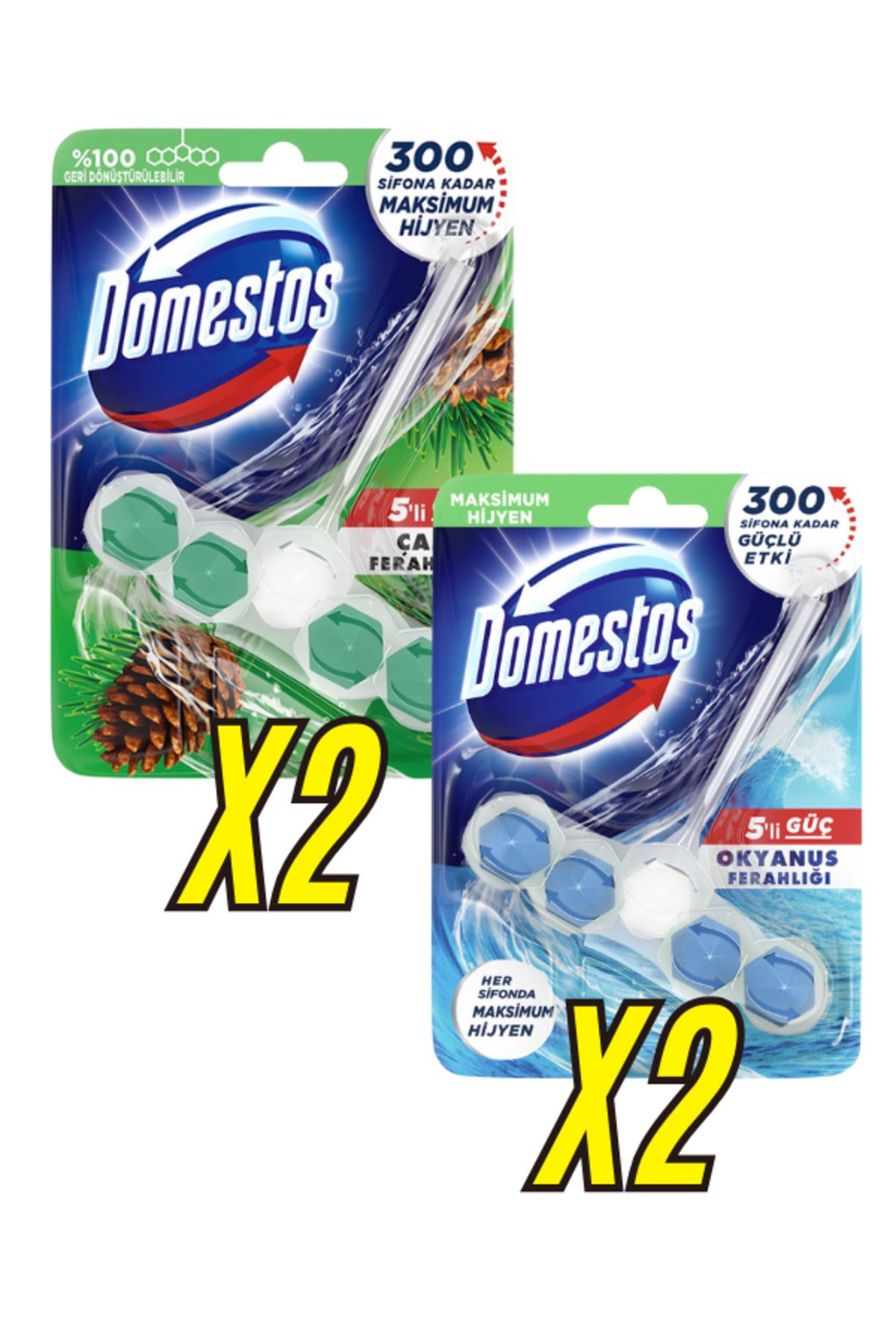 Domestos Tuvalet Bloğu 100 G Çam Ormanı 100 G X2 Okyanus Esintisi 100 G X2