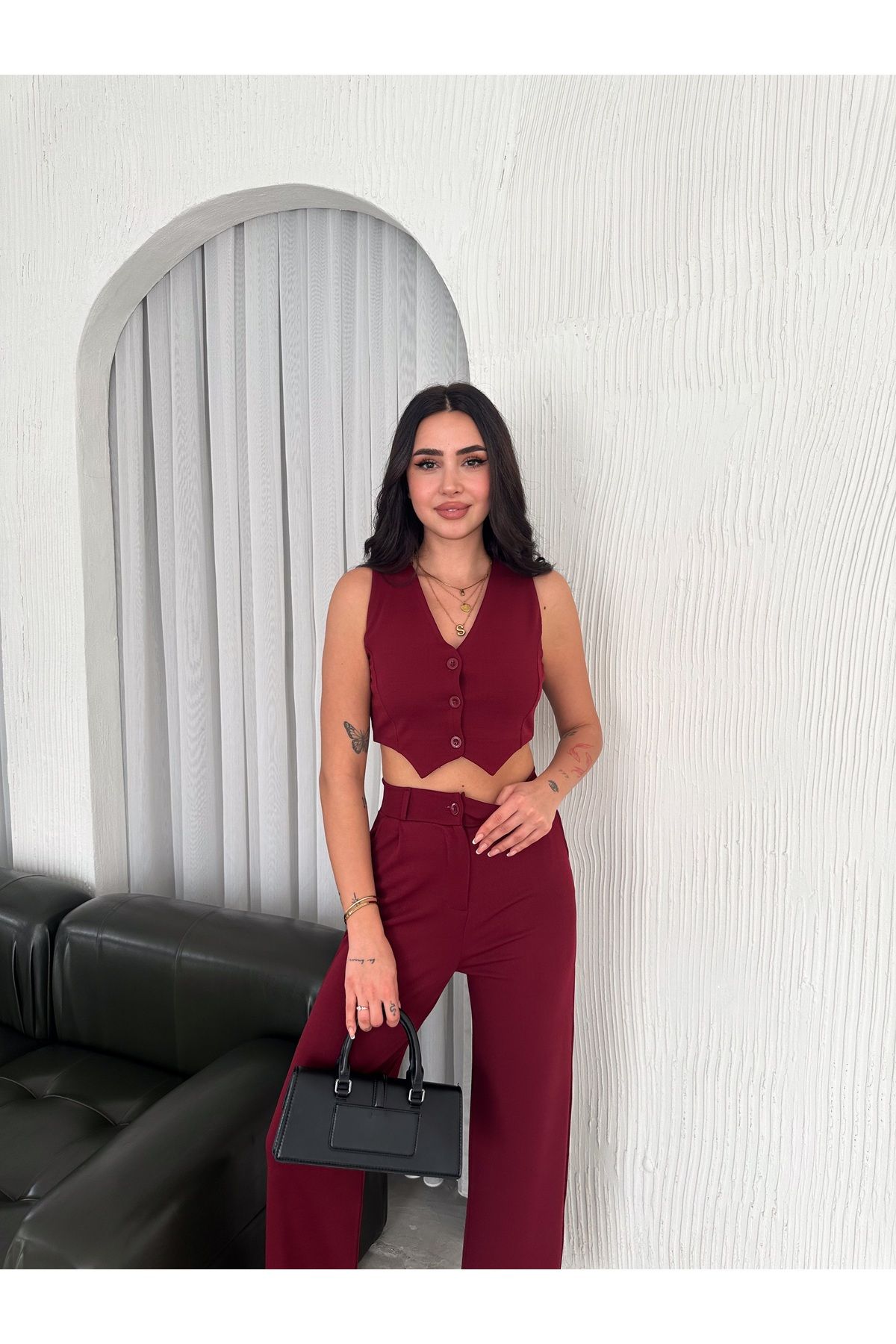 sportiness-Crepe Vest and Trousers Set 4